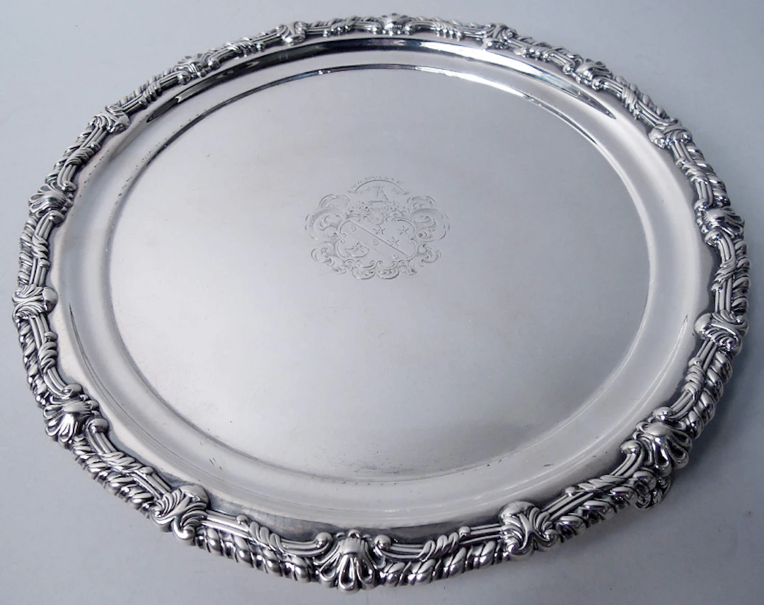 Antique English Georgian Regency 10-Inch Armorial Salver 1814