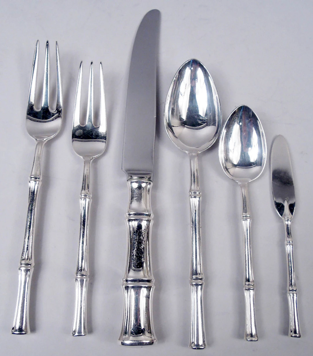 Tiffany Midcentury Modern Dinner Set for 12 in Exotic Bamboo