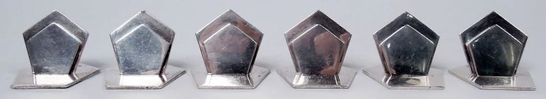 Set of 6 Asprey English Between-the-Wars Art Deco Place Card Holders