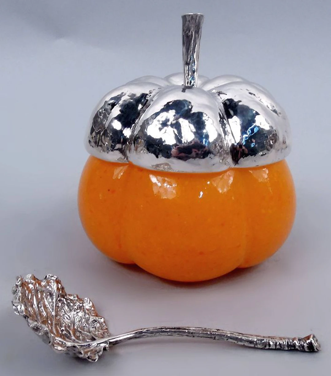 Buccellati Sterling Silver & Murano Glass Pumpkin Marmalade Jar