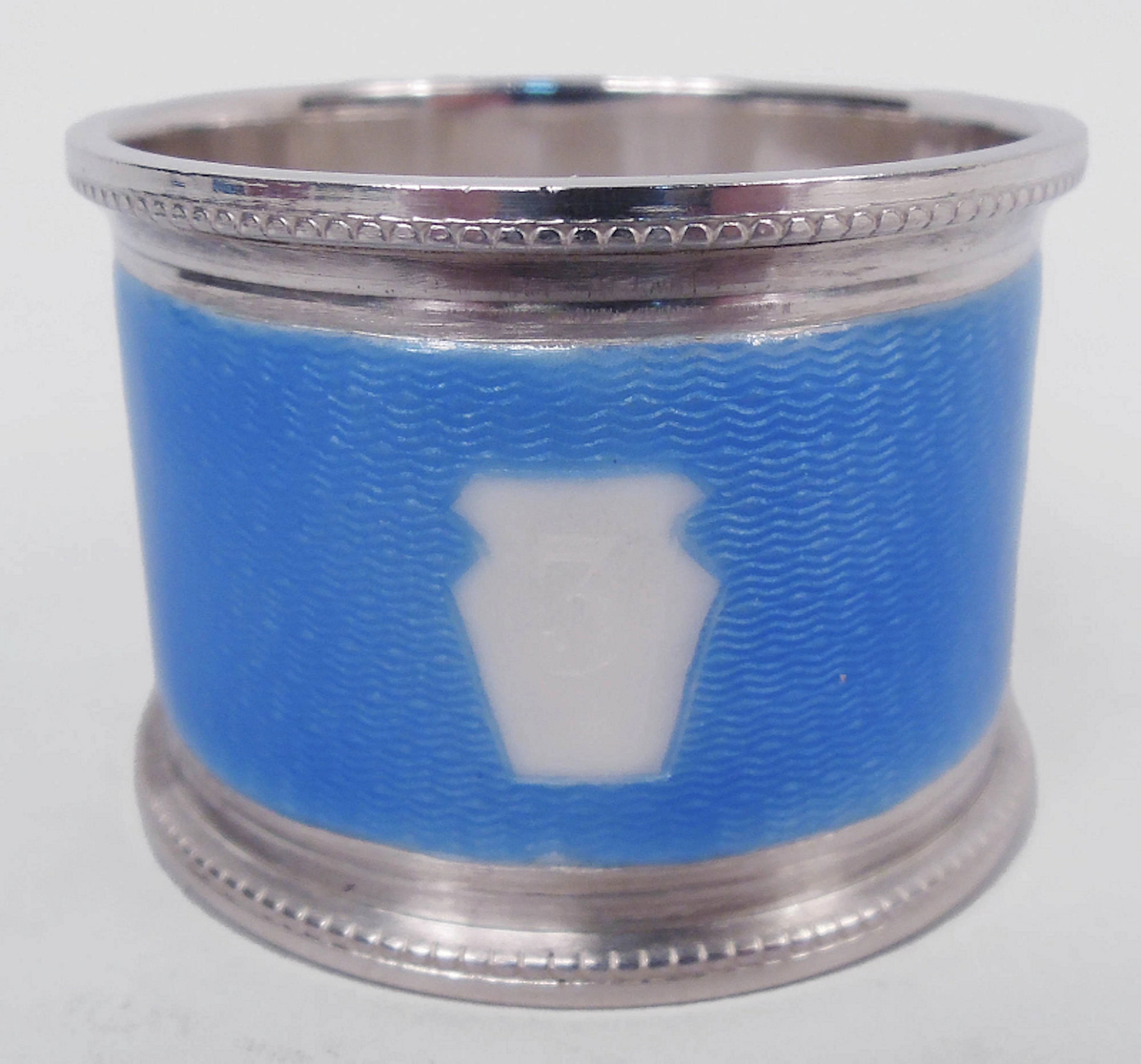English Enamel Napkin Ring in Wedgwood Jasperware Style 1937