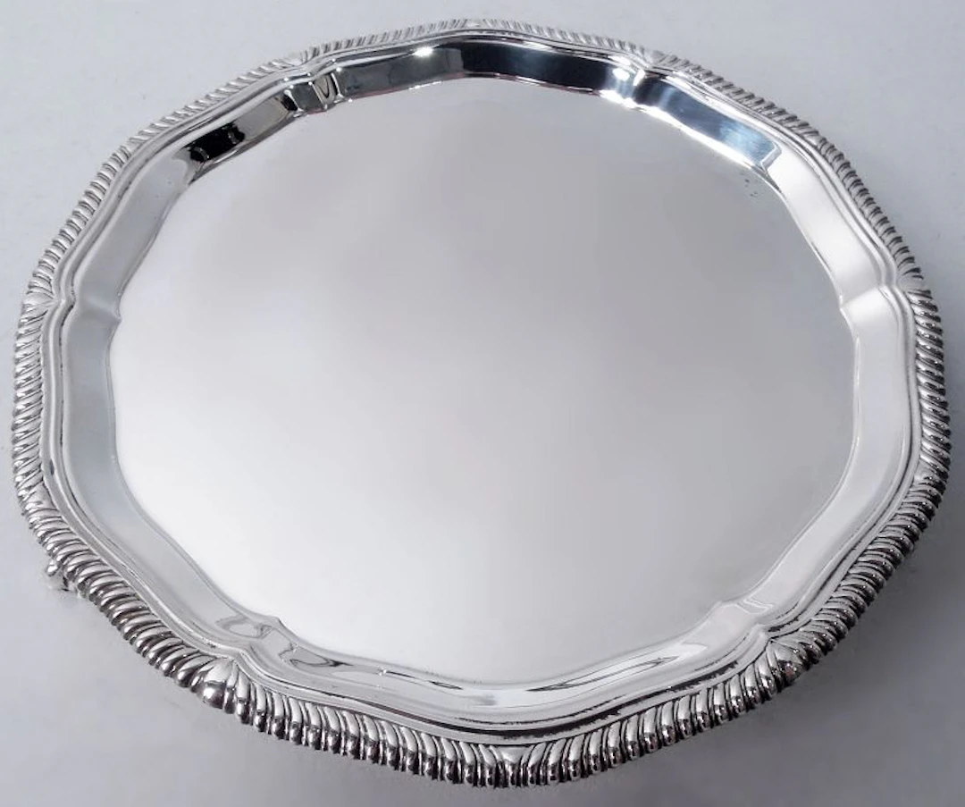 Traditional English Georgian Sterling Silver Salver 1945