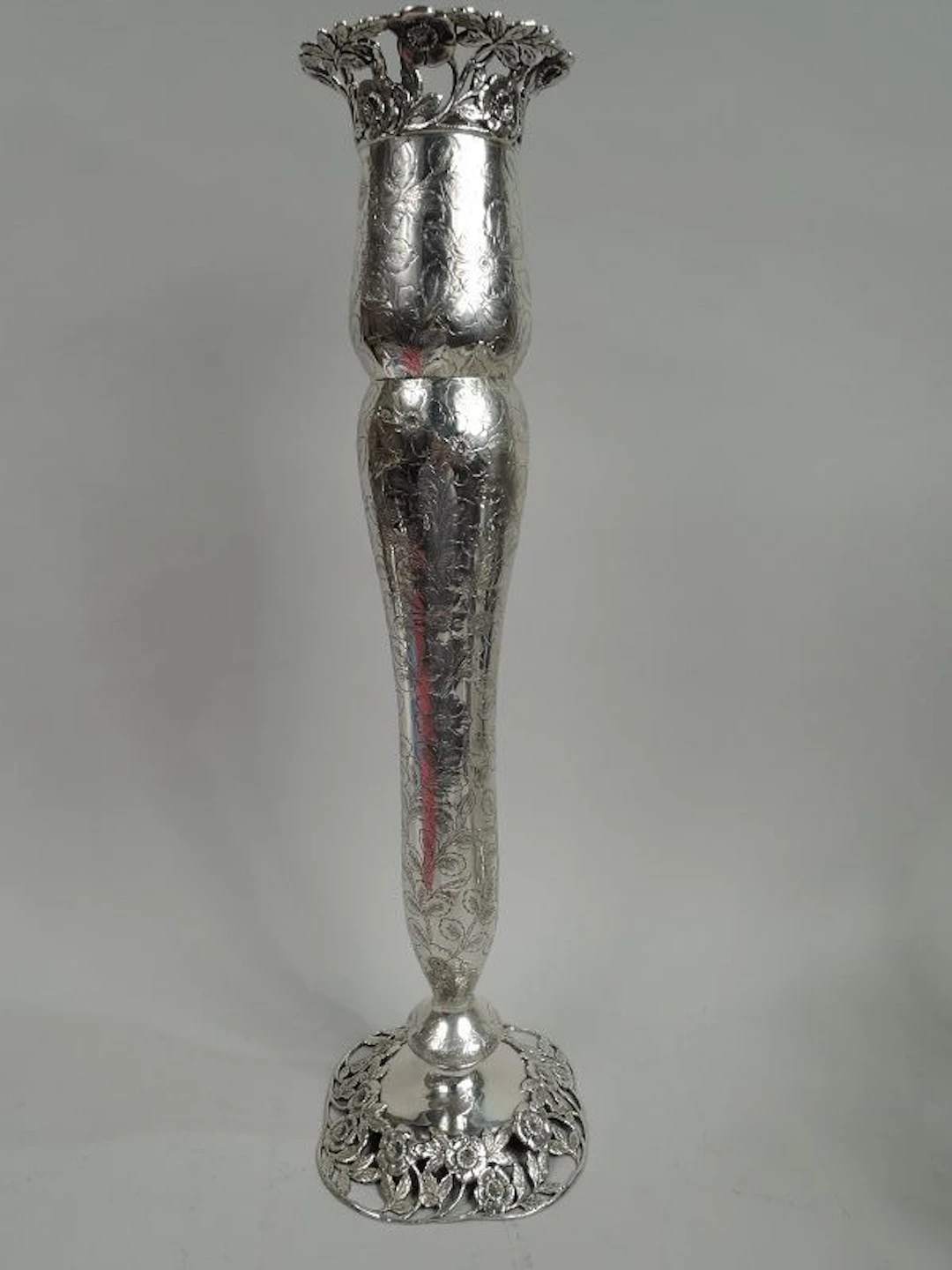 Antique American Edwardian Classical Sterling Silver 24-Inch Vase