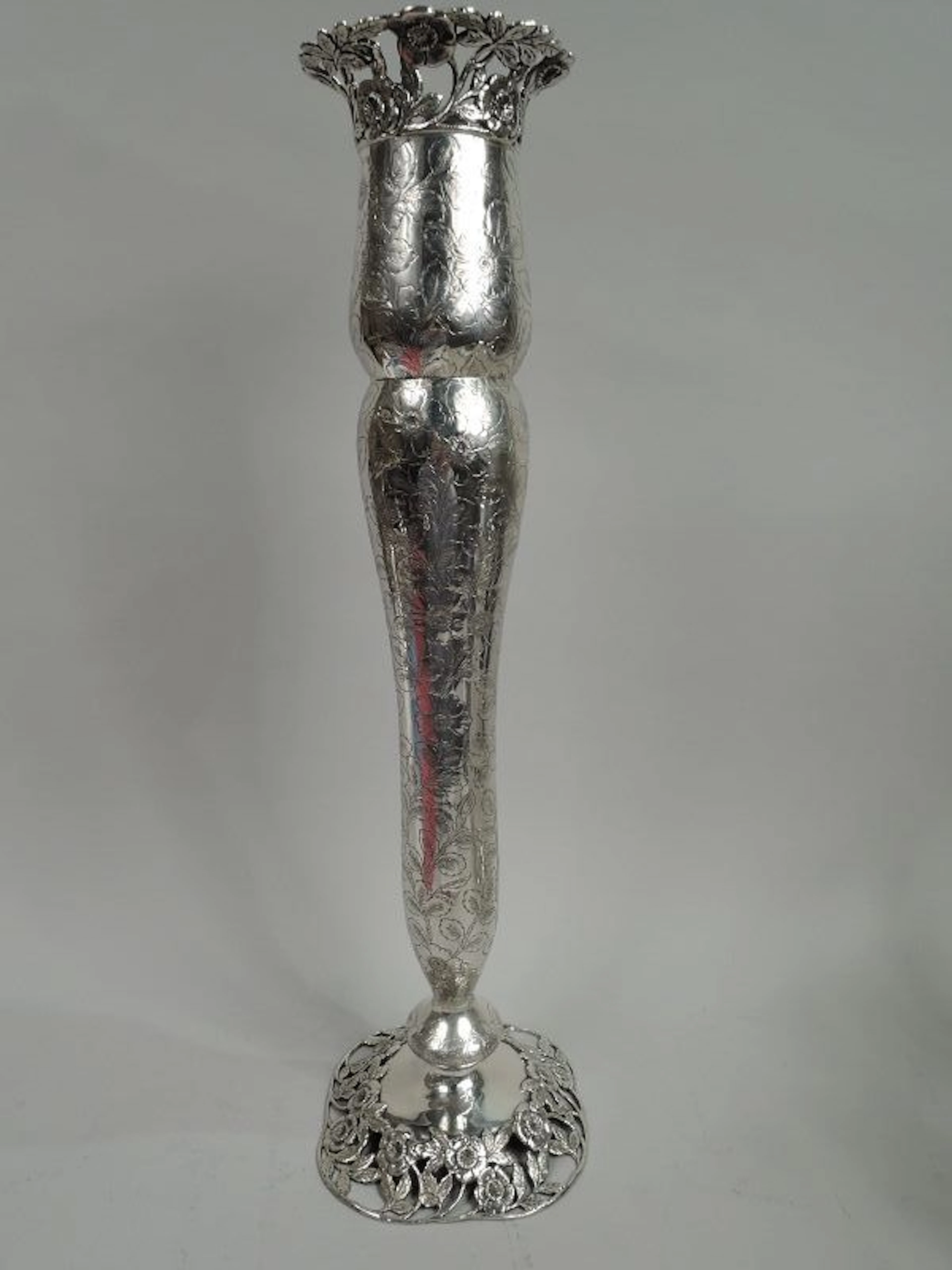 Antique American Edwardian Classical Sterling Silver 24-Inch Vase