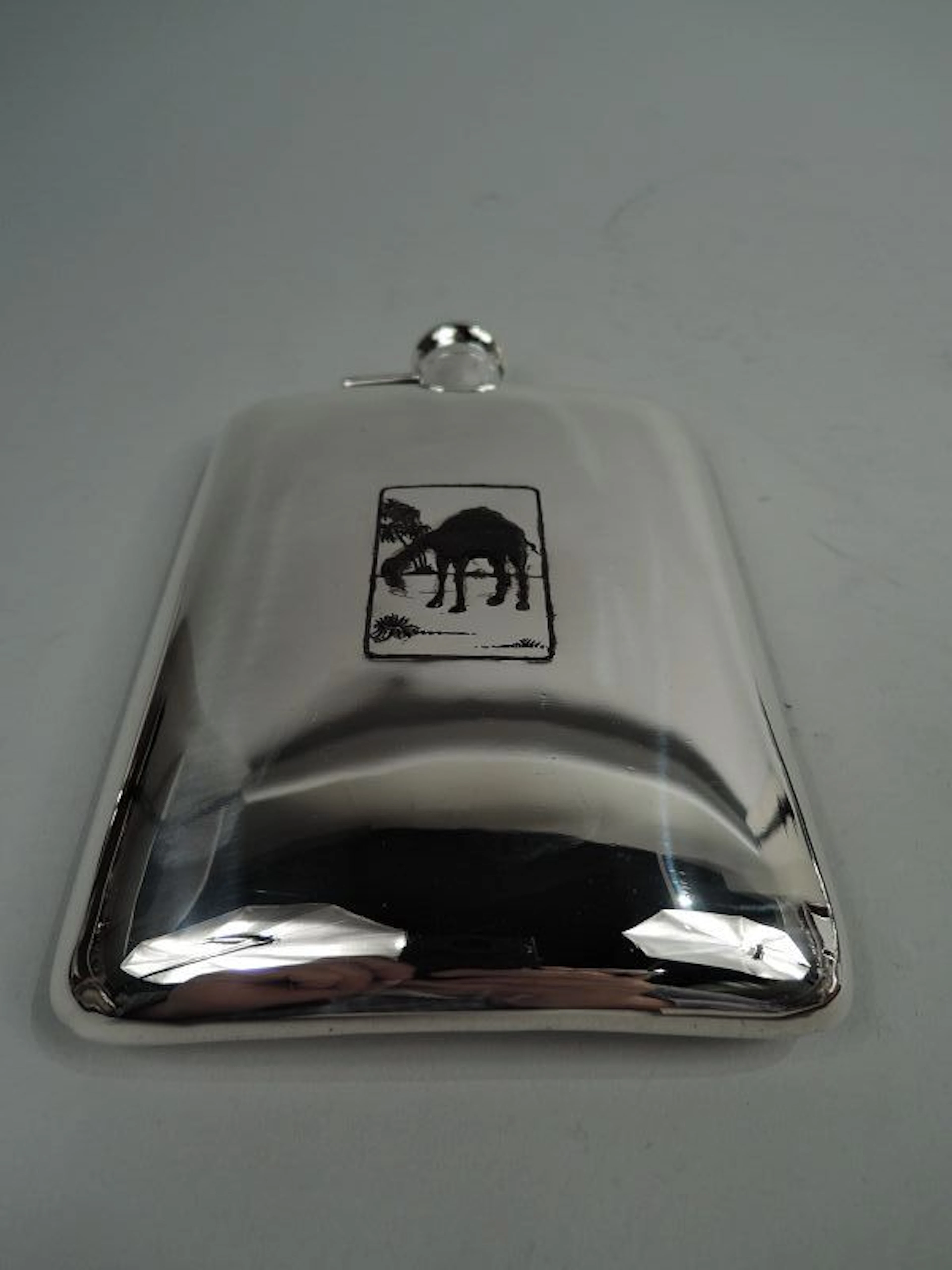 Blackinton Art Deco Sterling Silver & Enamel Novelty Camel Flask