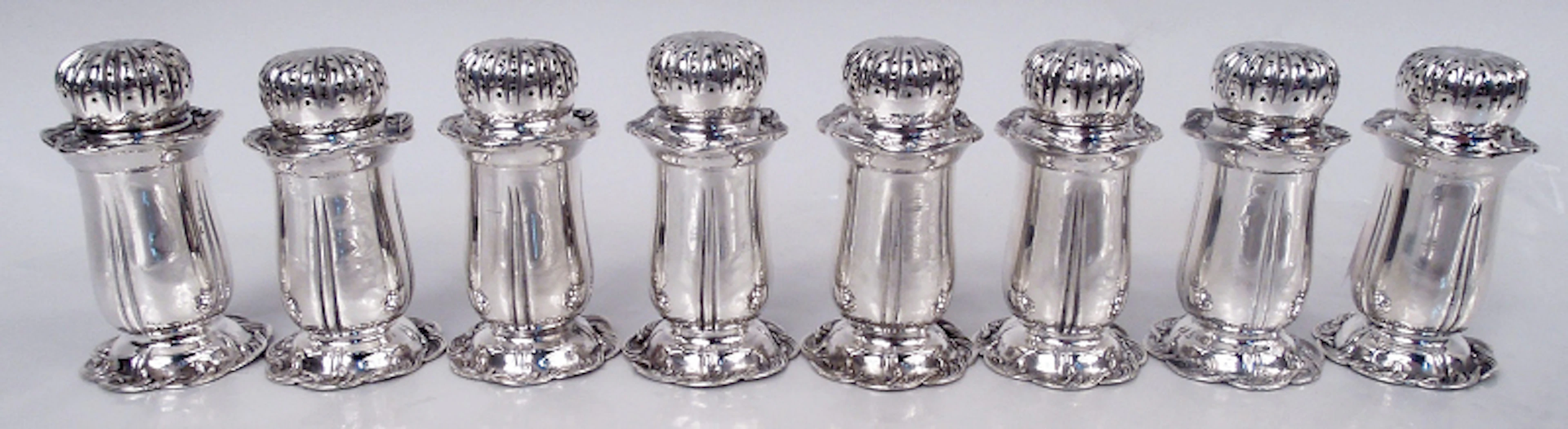 Set of 8 Tiffany Chrysanthemum Sterling Silver Pepper Shakers