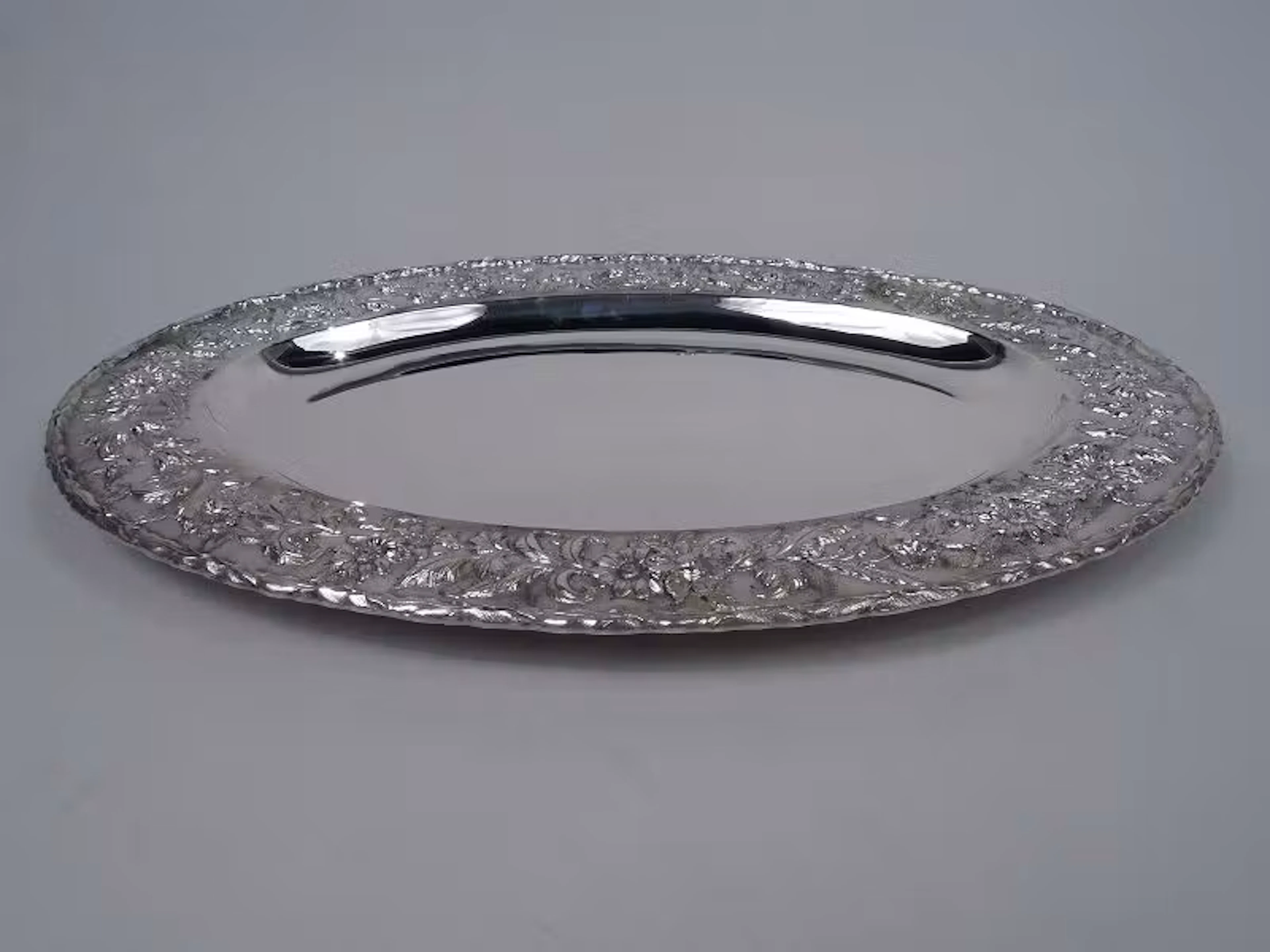 Kirk Baltimore Sterling Silver Oval Tray with Repousse Garland