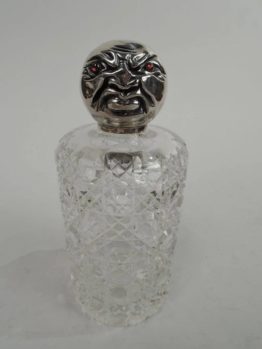 Antique English Victorian Novelty Sterling Silver & Cut-Glass Cologne