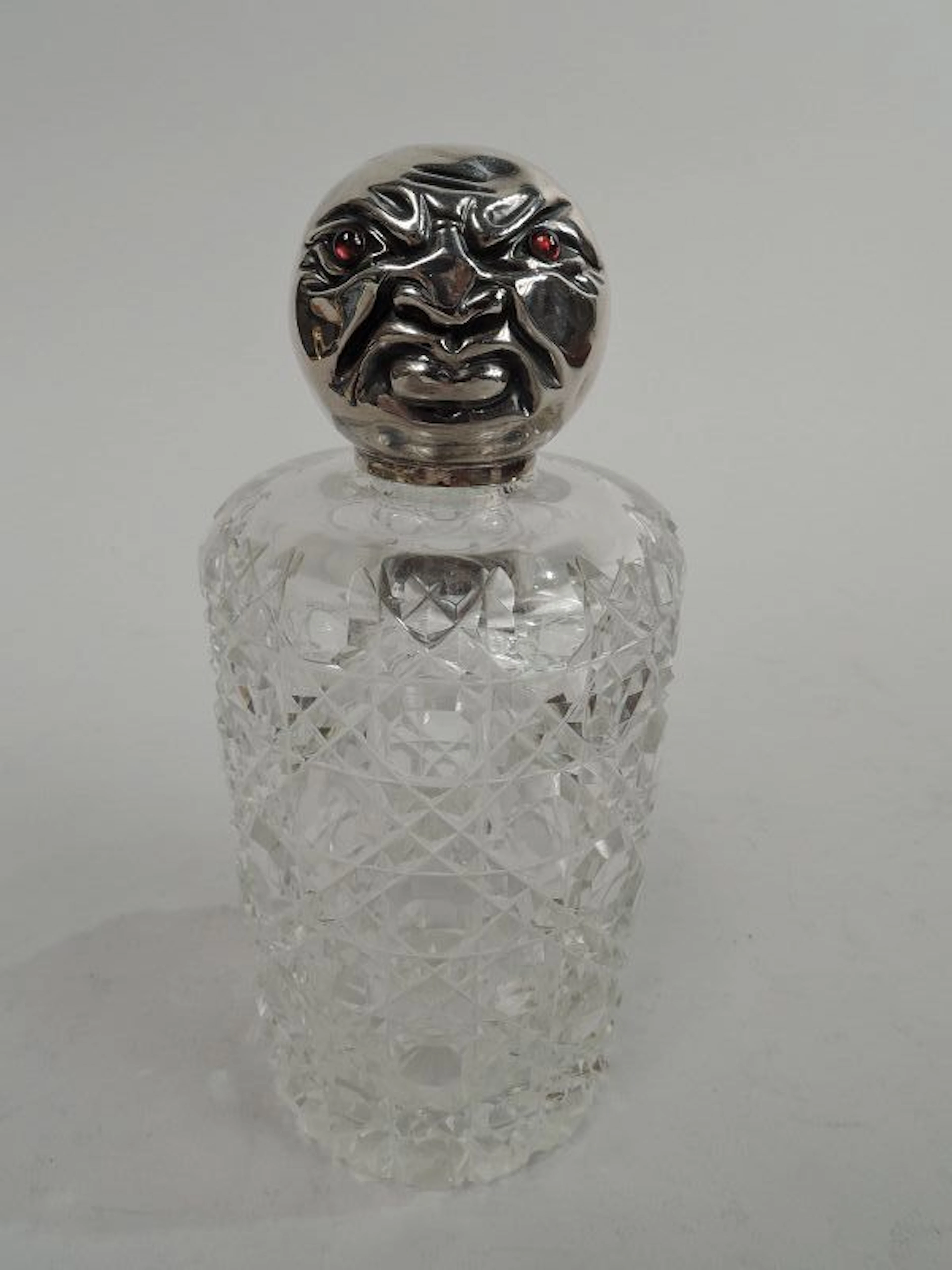 Antique English Victorian Novelty Sterling Silver & Cut-Glass Cologne