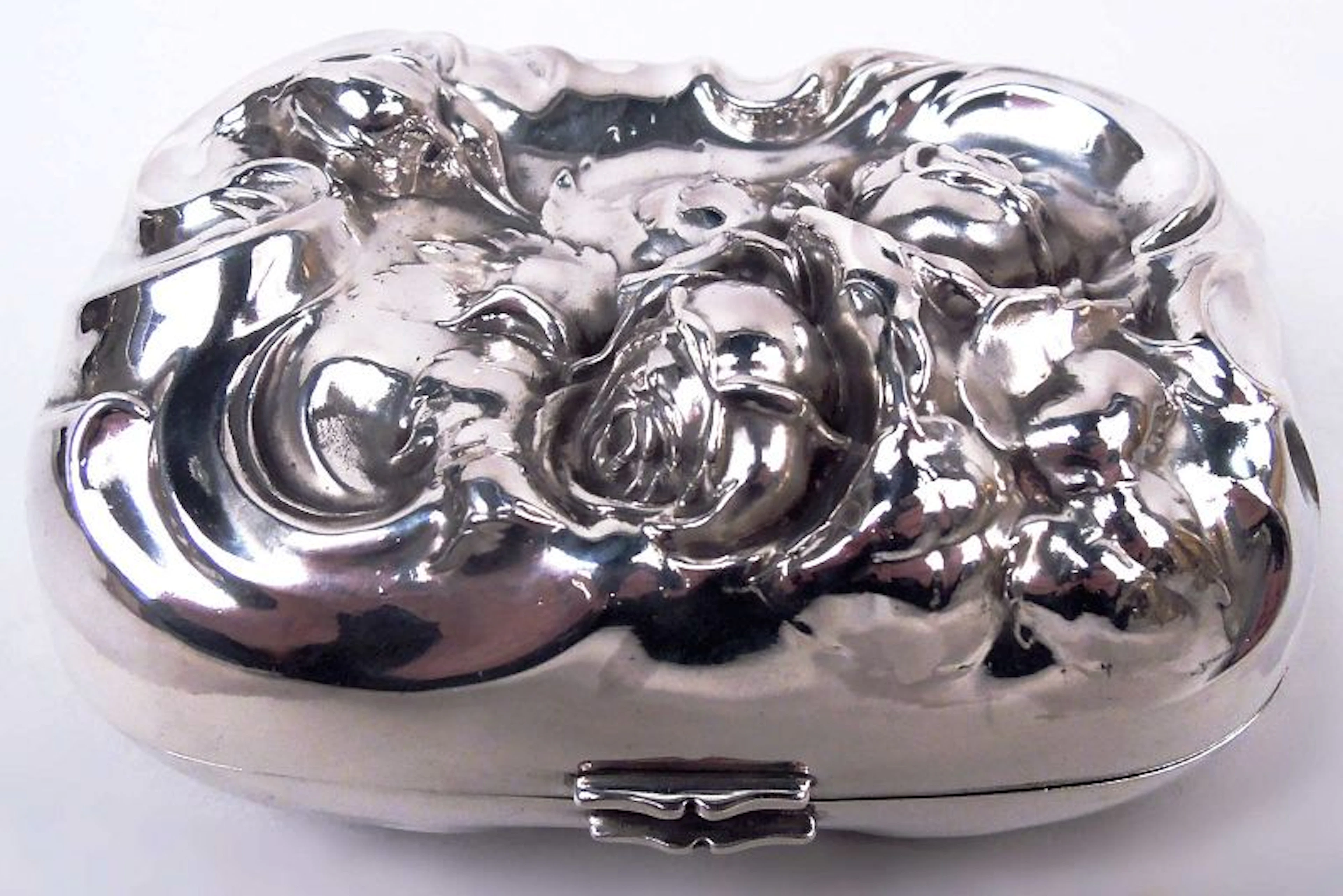 Antique American Victorian Sterling Silver Rosebud Soap Box
