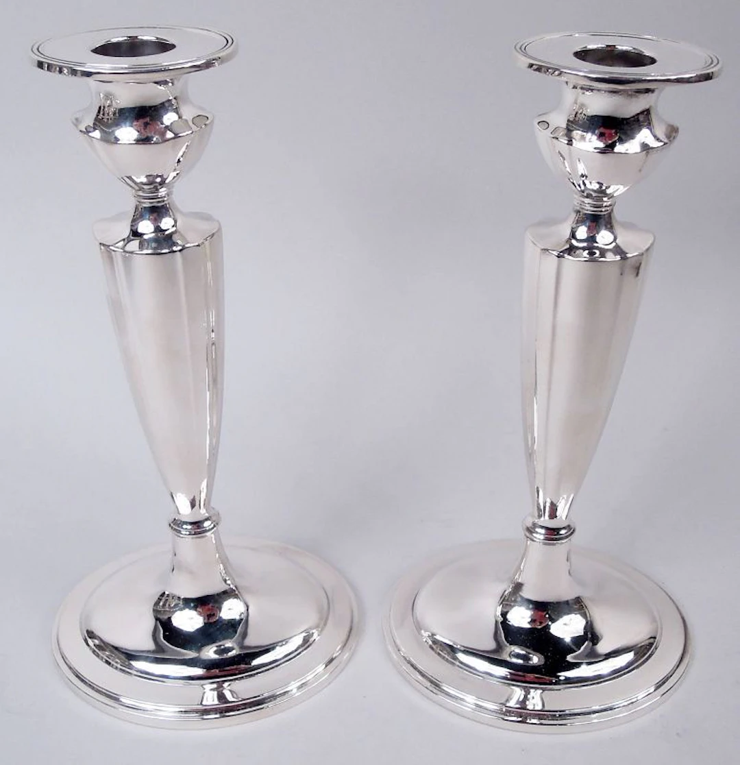 Pair of Gorham Neoclassical Sterling Silver Candlesticks 1929