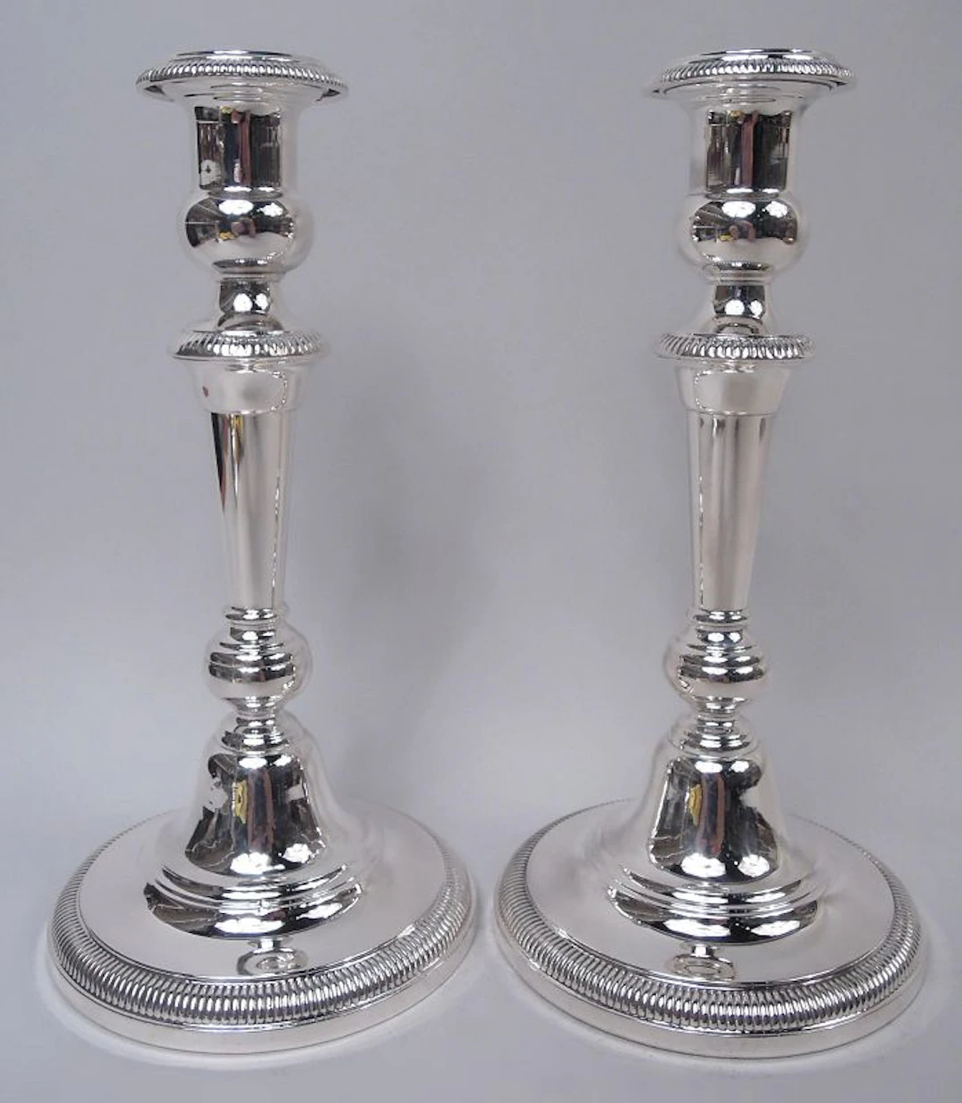 Pair of American Edwardian Classical Sterling Silver Candlesticks