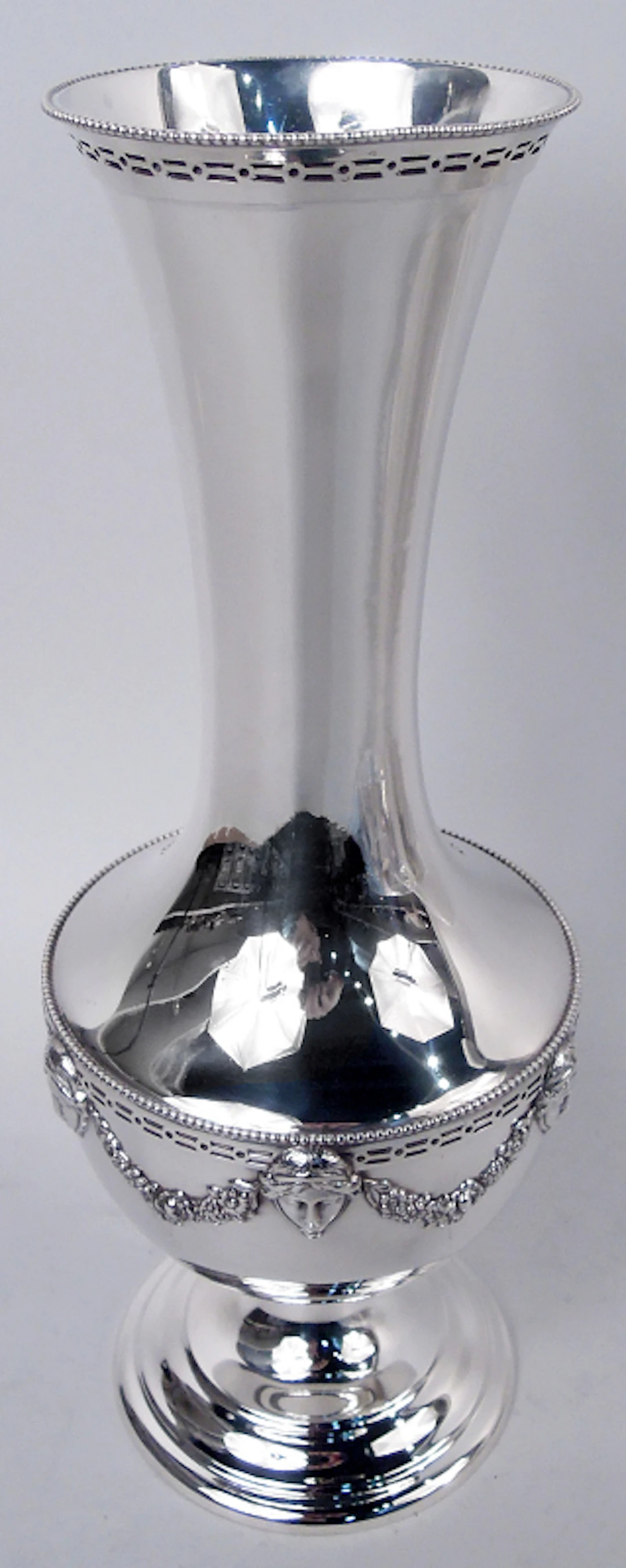Antique American Edwardian Regency Sterling Silver 12-Inch Vase