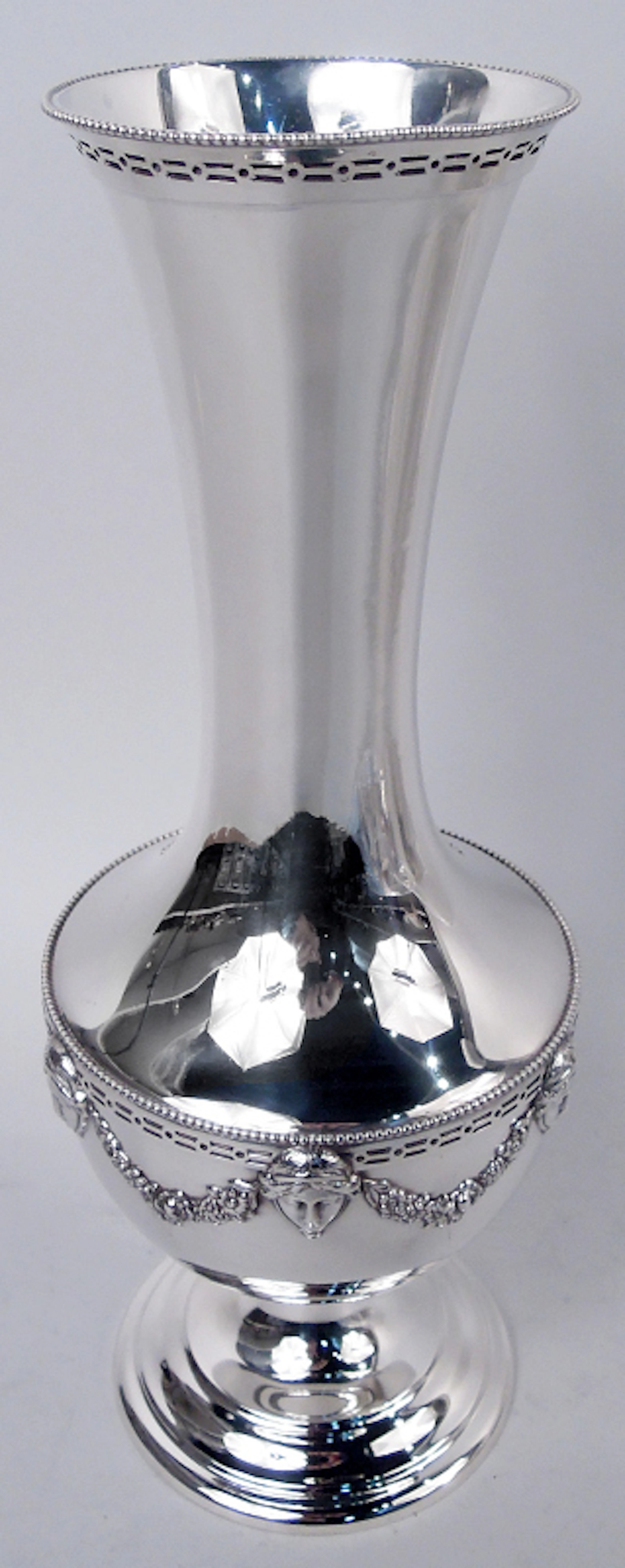 Antique American Edwardian Regency Sterling Silver 12-Inch Vase