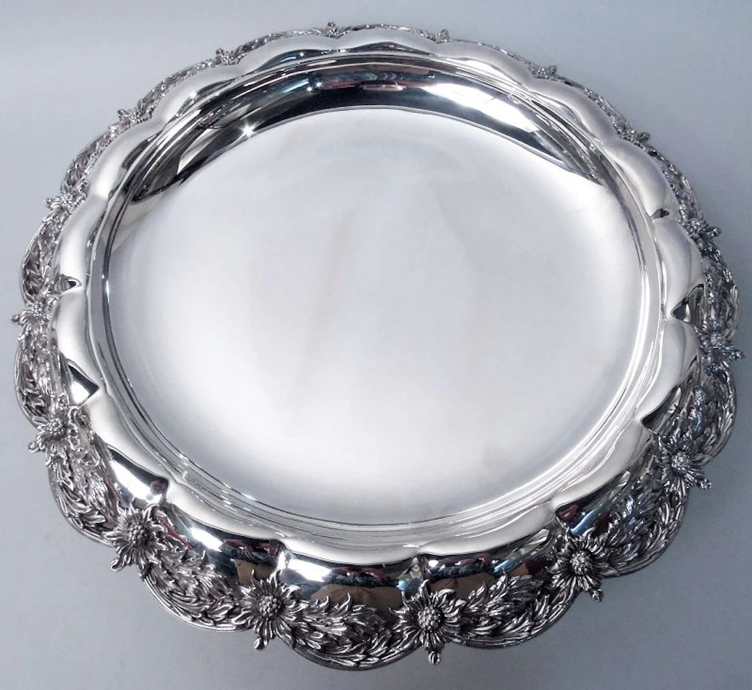 Antique Tiffany Chrysanthemum Sterling Silver Centerpiece Bowl