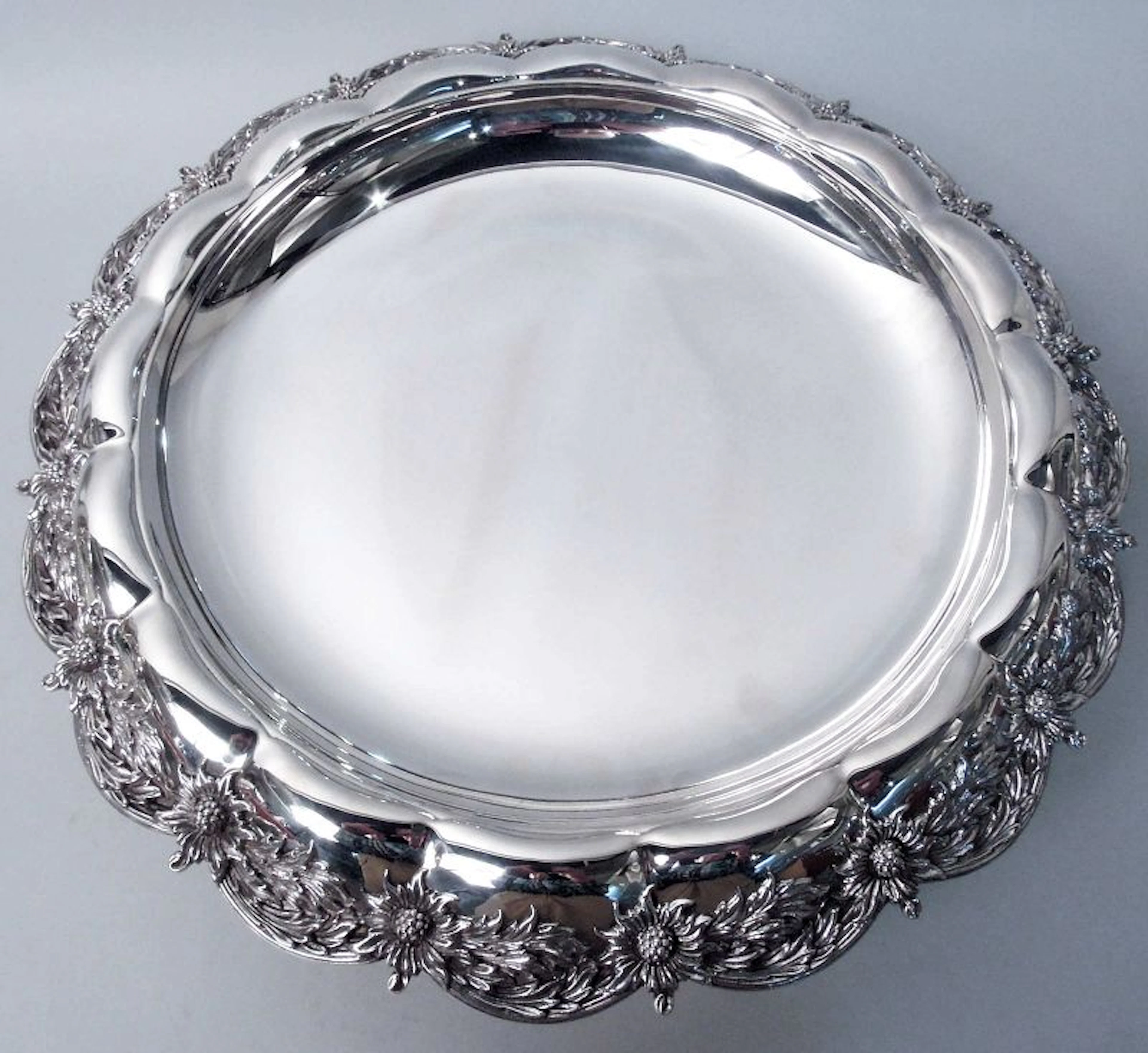 Antique Tiffany Chrysanthemum Sterling Silver Centerpiece Bowl