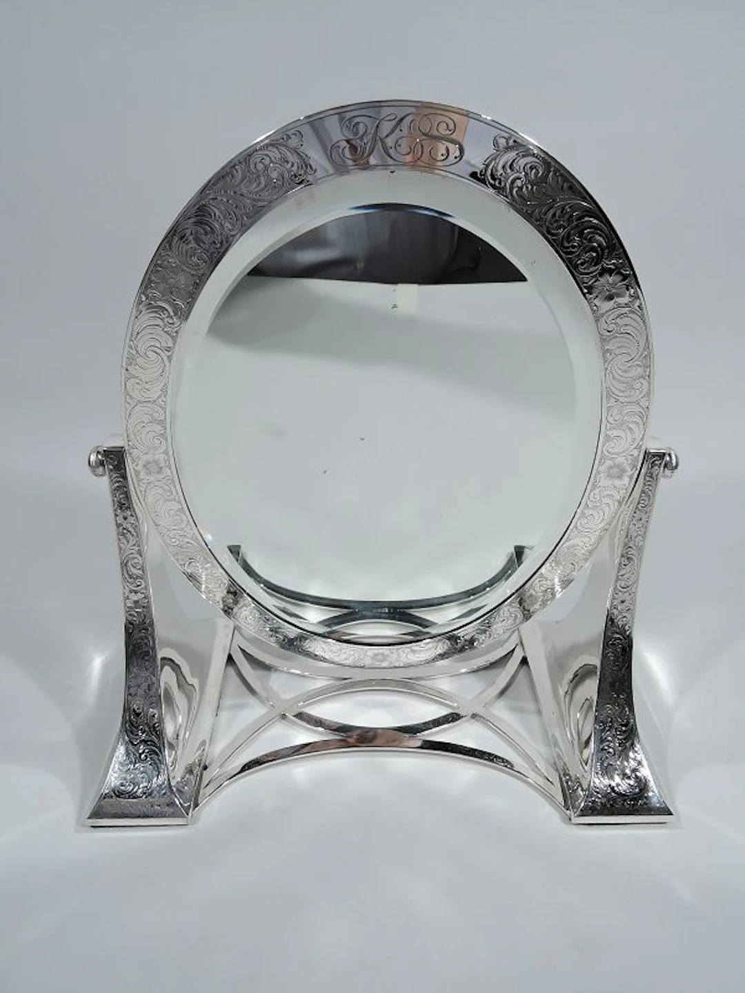 American Art Nouveau Sterling Silver Vanity Table Mirror
