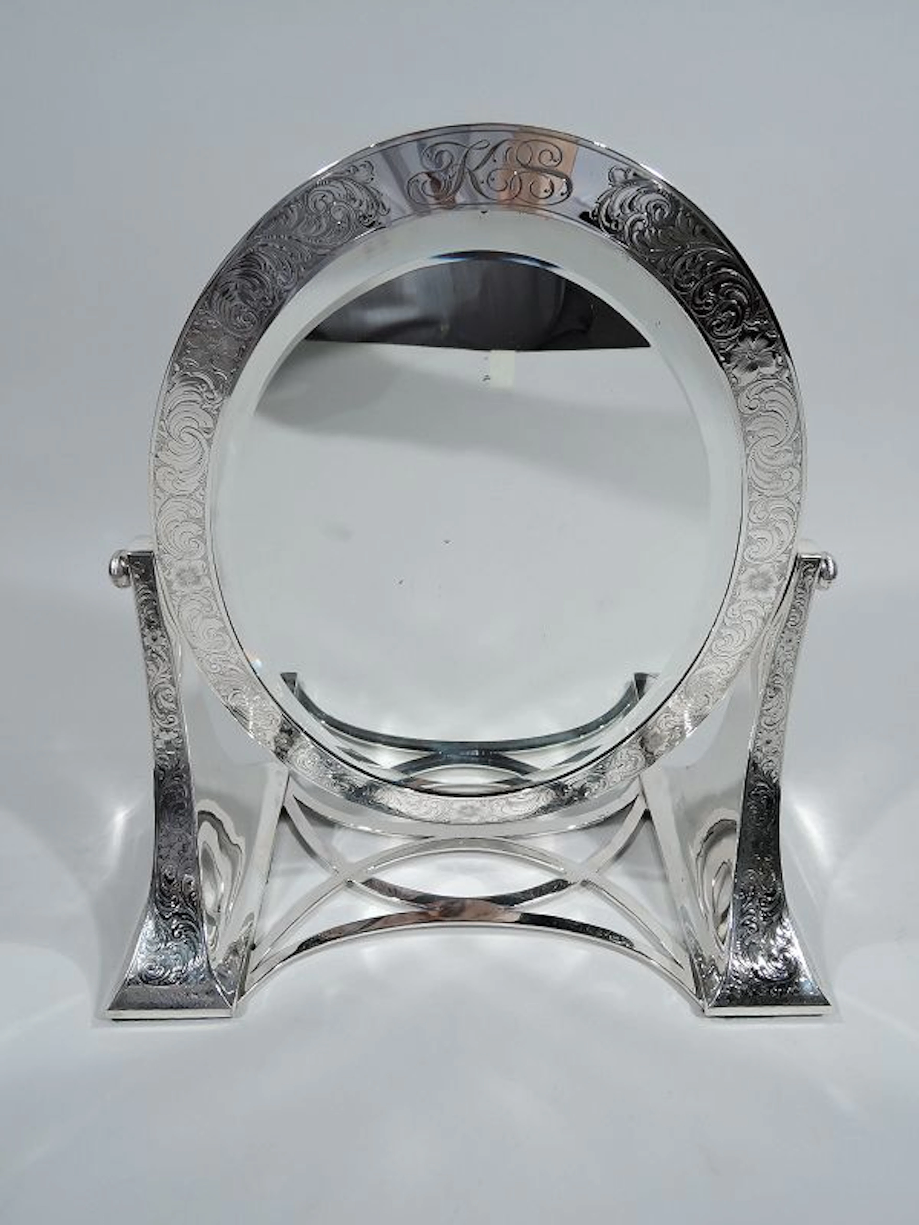 American Art Nouveau Sterling Silver Vanity Table Mirror