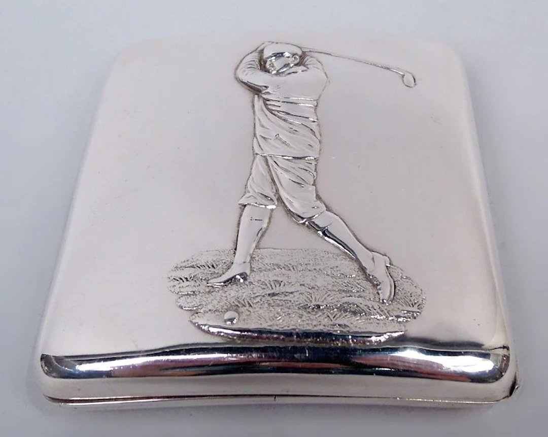 Antique English Victorian Swinging Golfer Cigarette Case