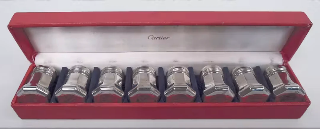 Set of 4 Pairs of Cartier Modern Salt & Pepper Shakers in Case