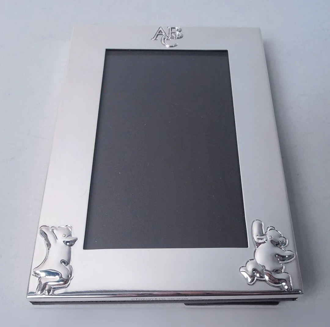 Tiffany Modern Sterling Silver Dancing Bear ABC Picture Frame