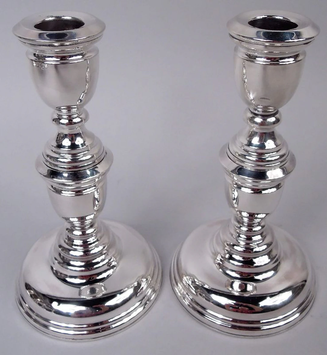 Pair of Traditional Georgian Sterling Silver Candlesticks