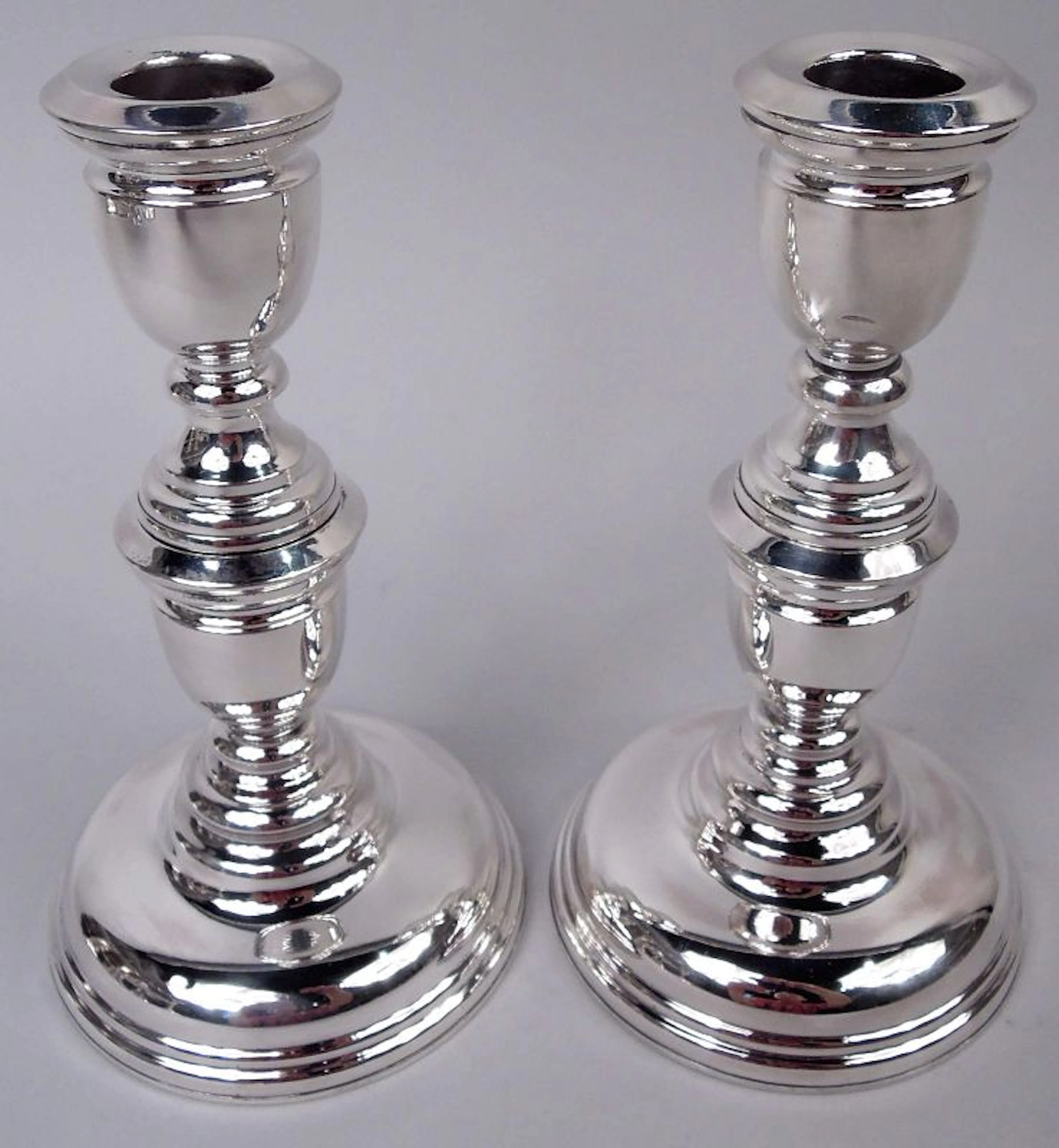 Pair of Traditional Georgian Sterling Silver Candlesticks