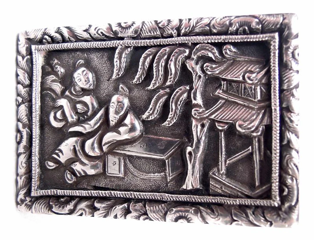 Chinese Export Silver Vinaigrette by Canton Retailer Cutshing