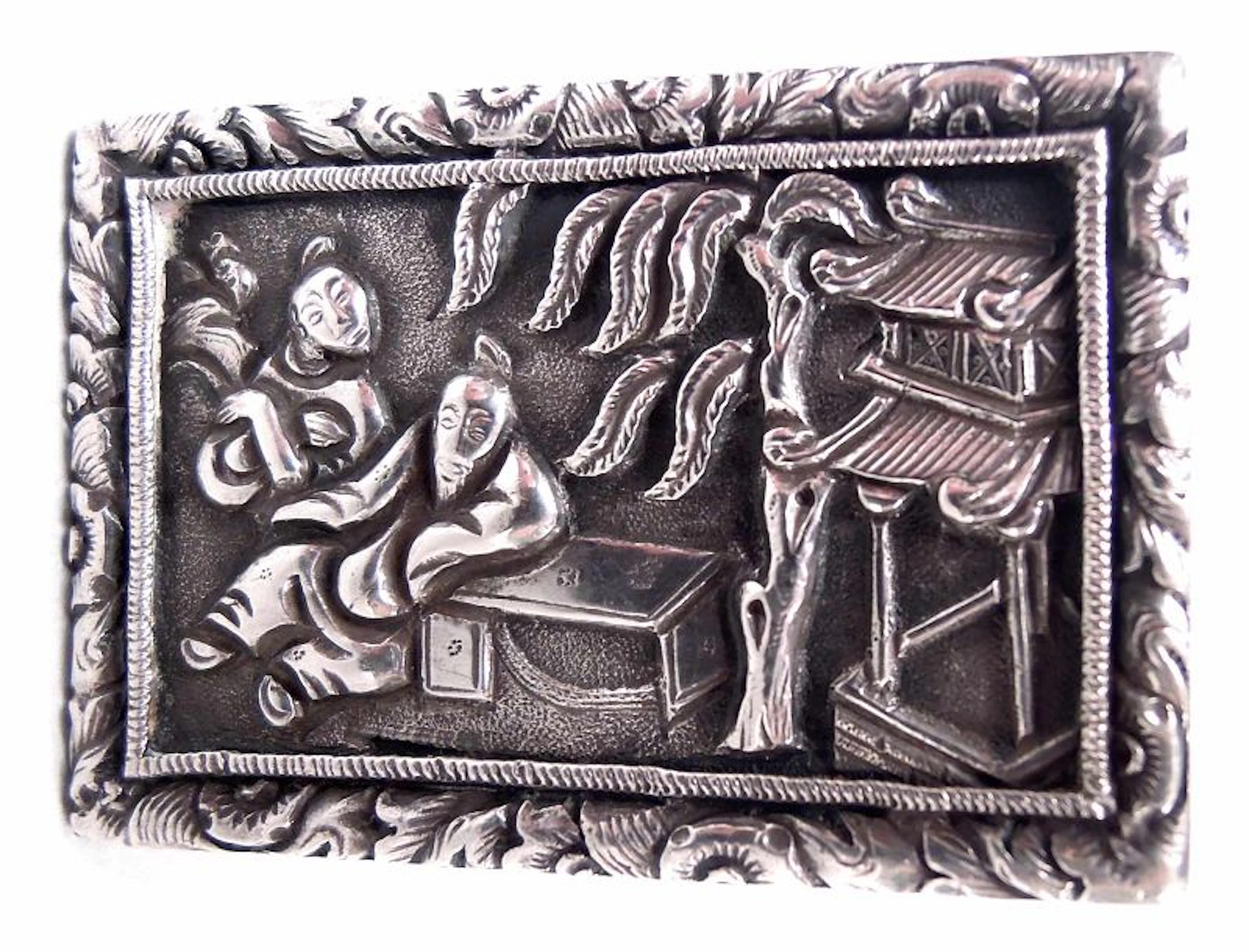 Chinese Export Silver Vinaigrette by Canton Retailer Cutshing