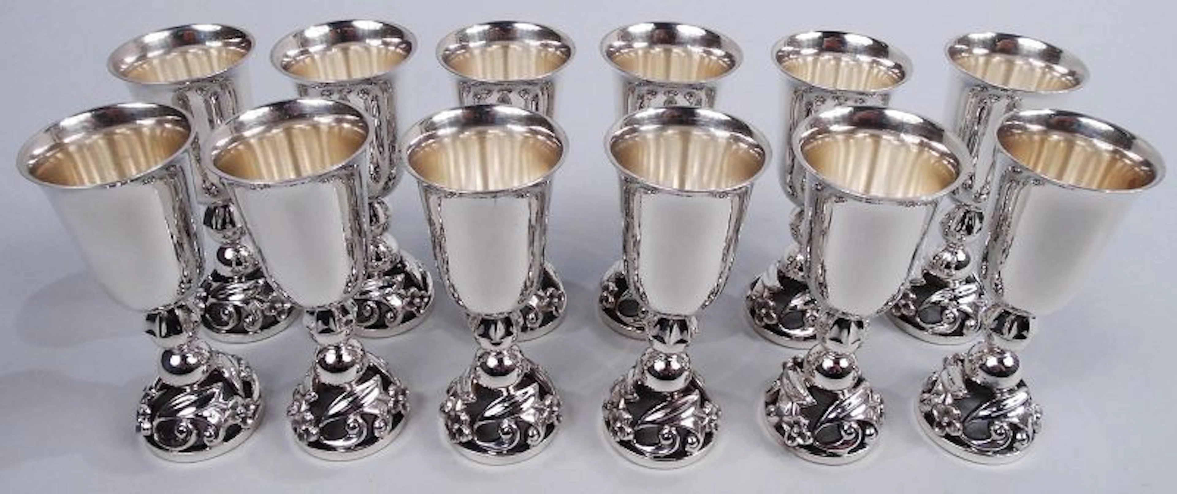 Set of 12 La Paglia Midcentury Modern Sterling Silver Cordials