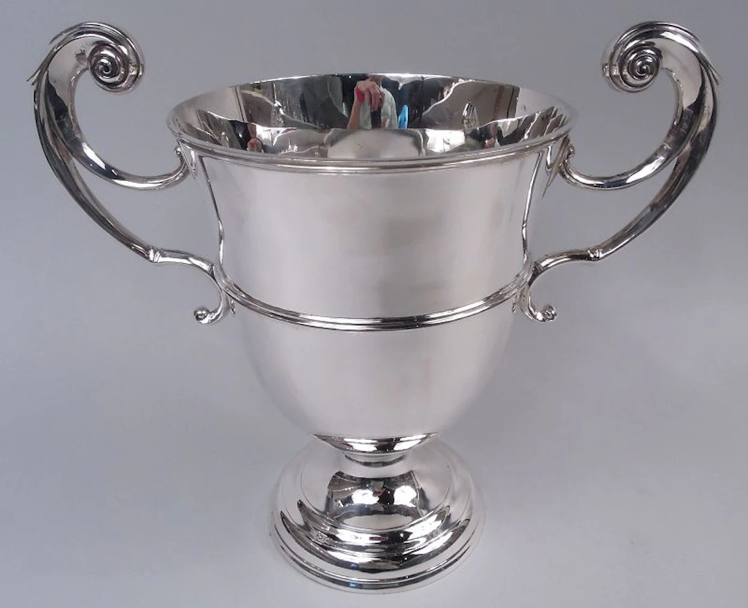Large English Victorian Neoclassical Sterling Silver Trophy Cup 1897
