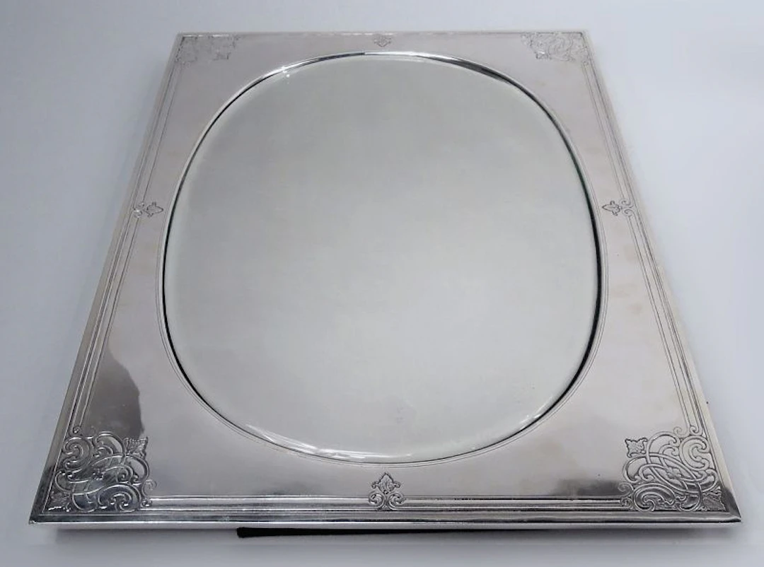 Antique Tiffany Edwardian Classical Sterling Silver Table Mirror
