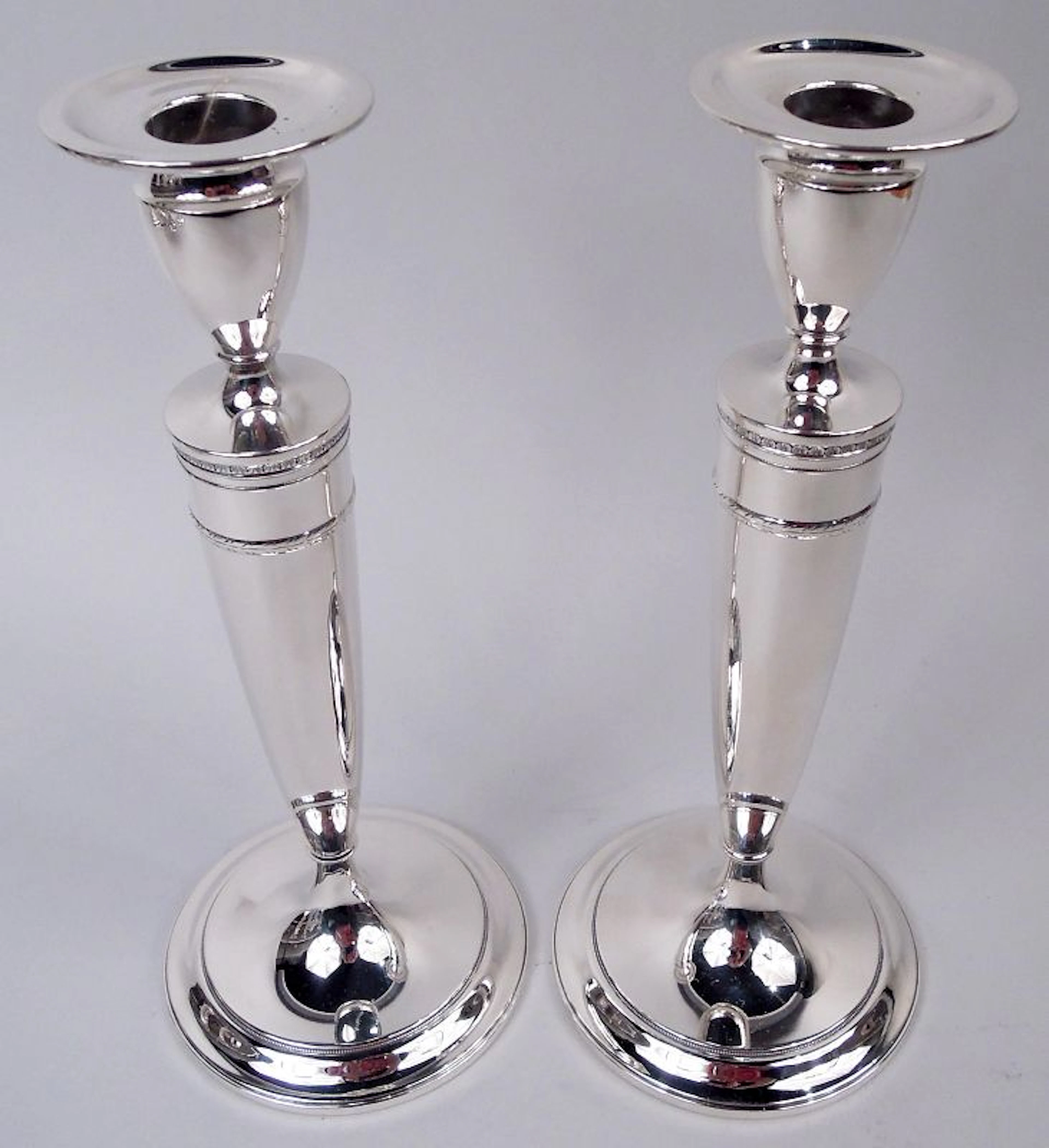 Pair of Gorham Modern Georgian Sterling Silver Candlesticks 1922