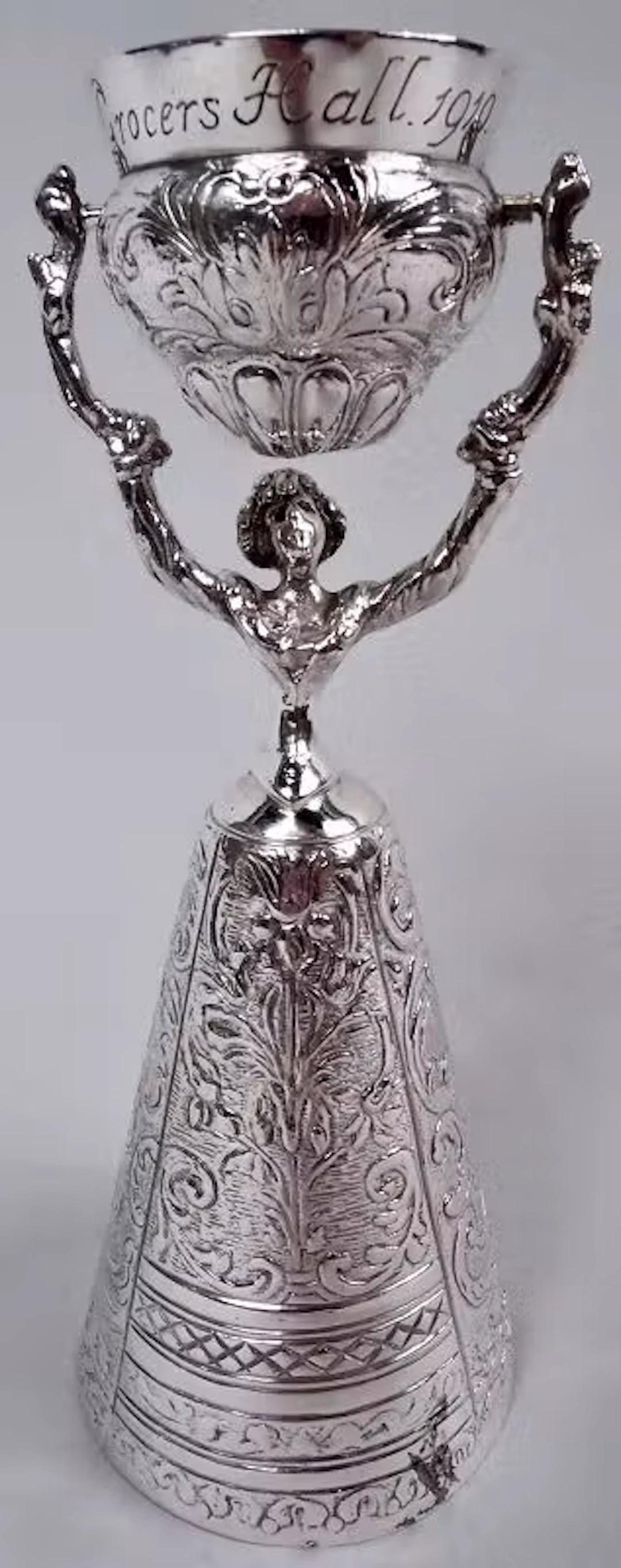 English Edwardian Sterling Silver Wedding Cup with Teutonic Jungfrau