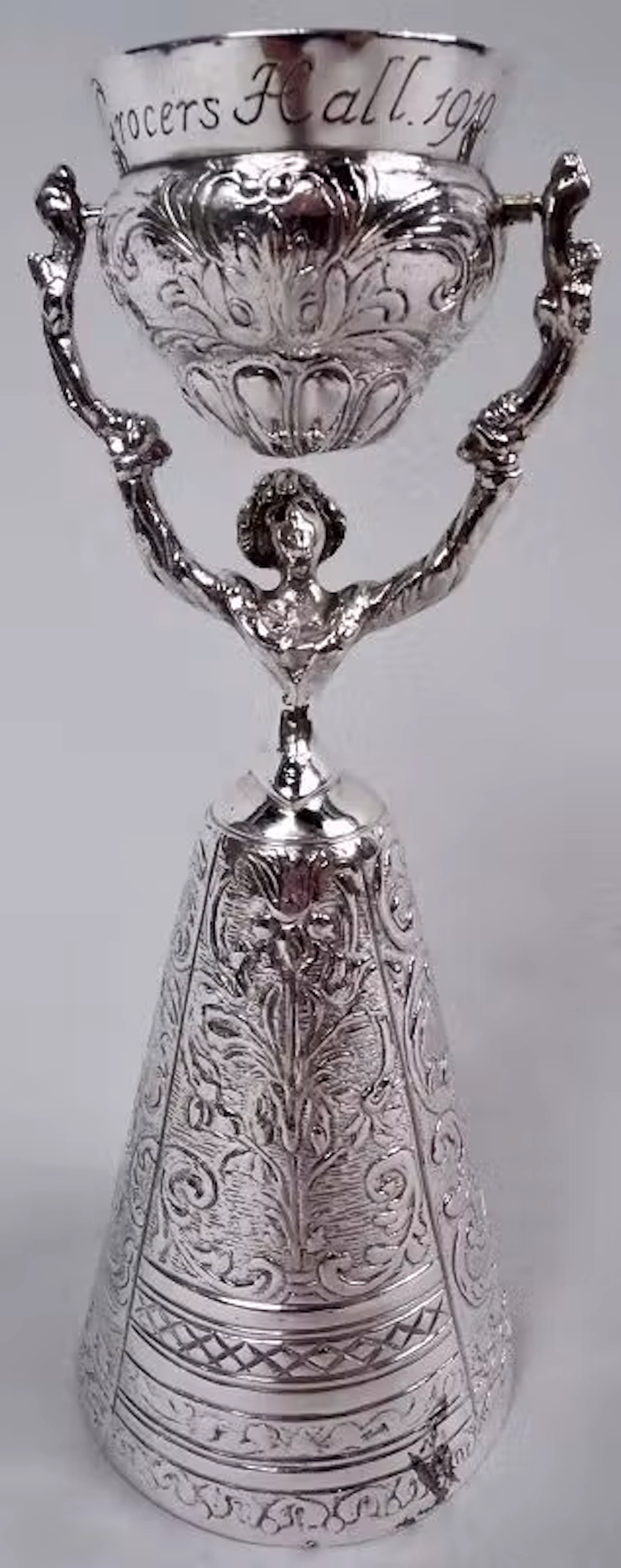 English Edwardian Sterling Silver Wedding Cup with Teutonic Jungfrau