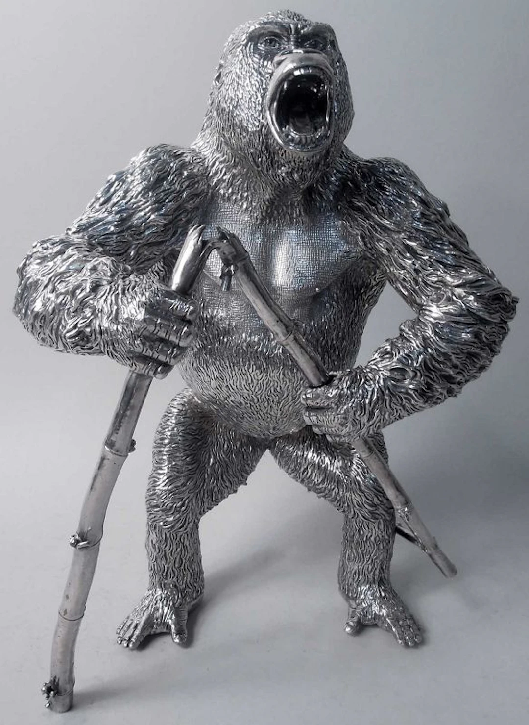Patrick Mavros Gorilla Chairman Alpha Figure Silver Sculpture 2001