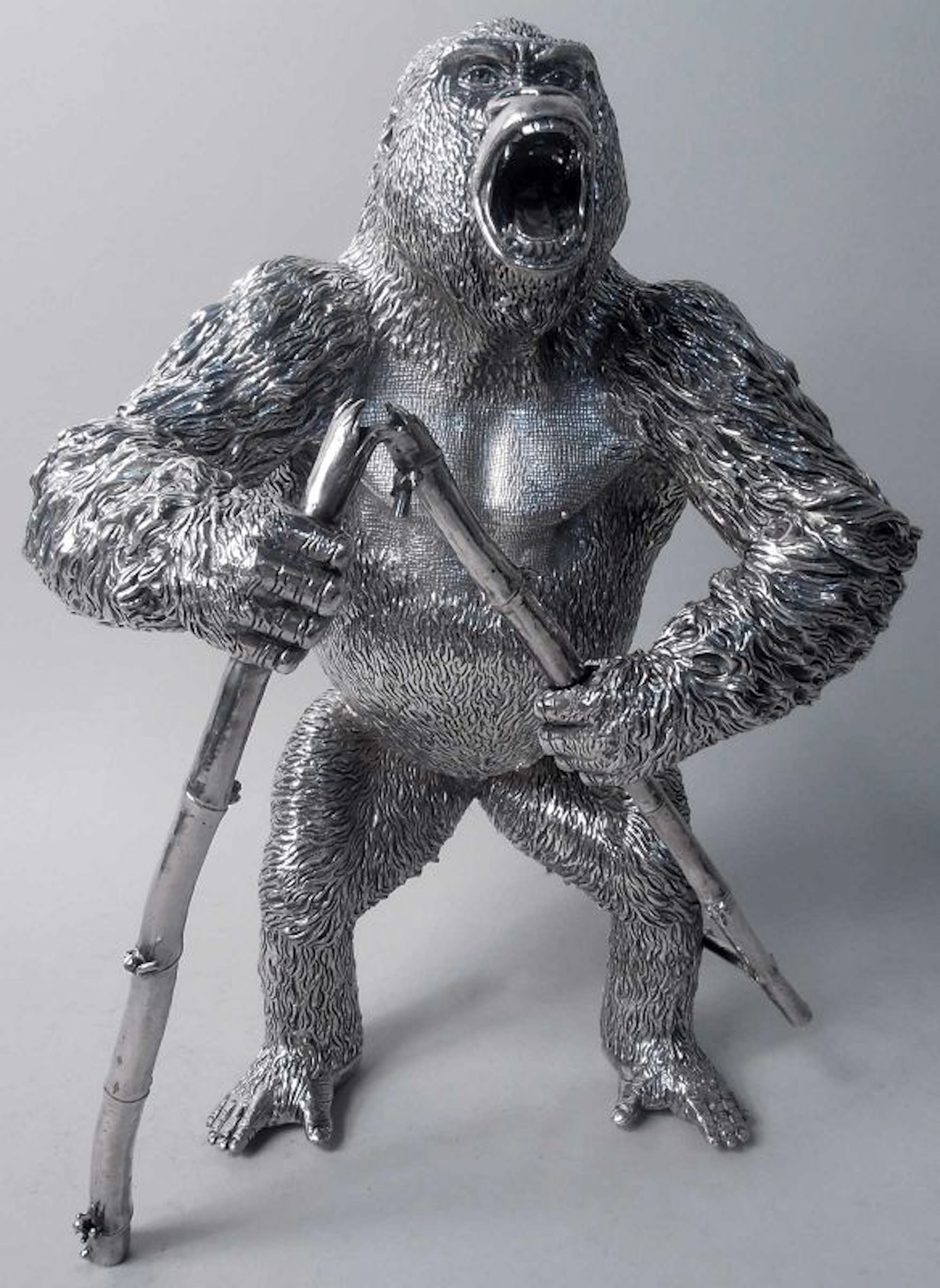 Patrick Mavros Gorilla Chairman Alpha Figure Silver Sculpture 2001