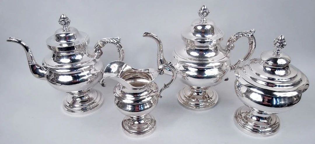 R&W Wilson Philadelphia Federal Coin Silver Coffee & Tea Set C 1825