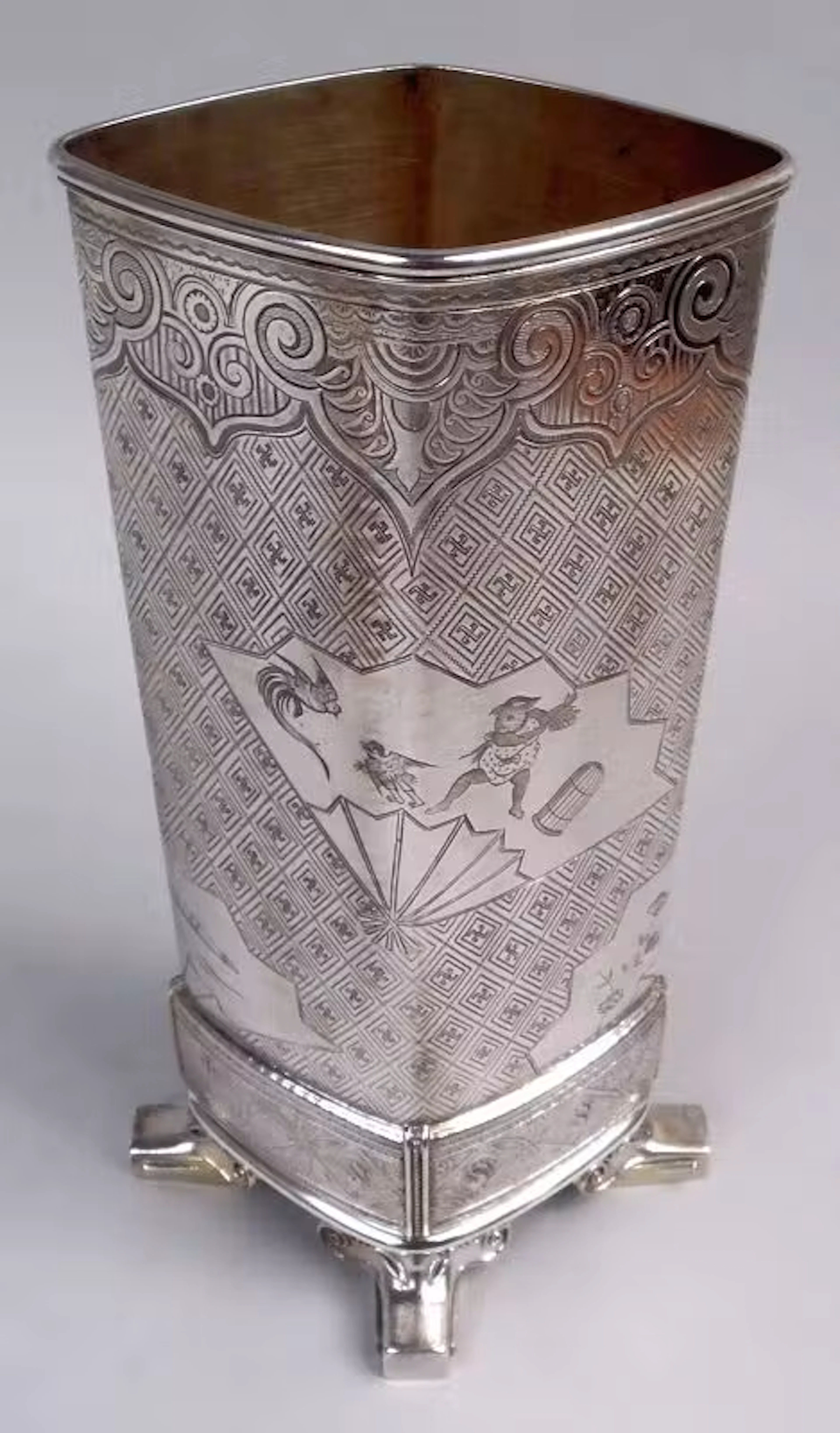Tiffany Japonesque Sterling Silver Vase with Early Union Square Mark