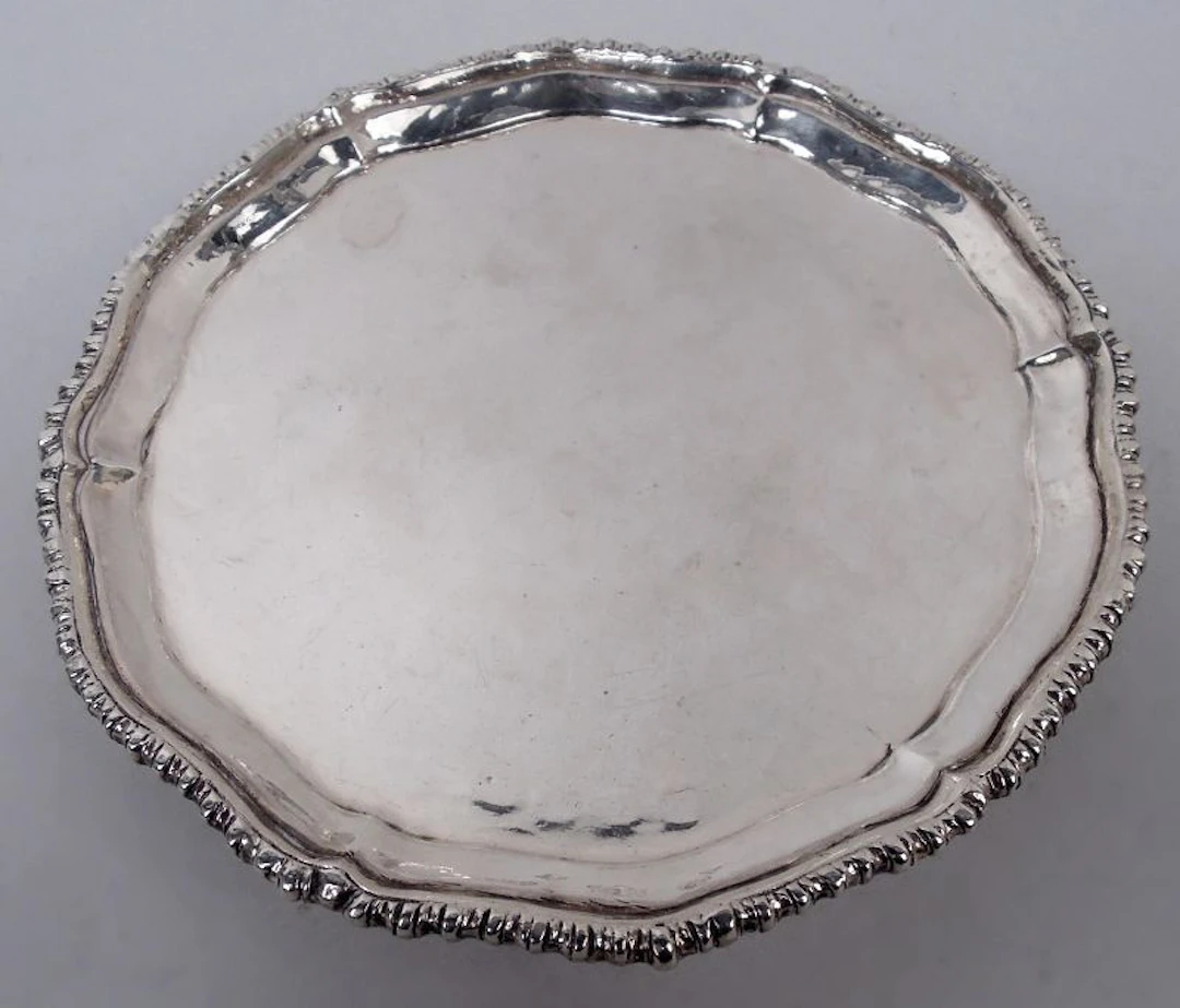 English Georgian Sterling Silver 6-Inch Salver Tray 1772