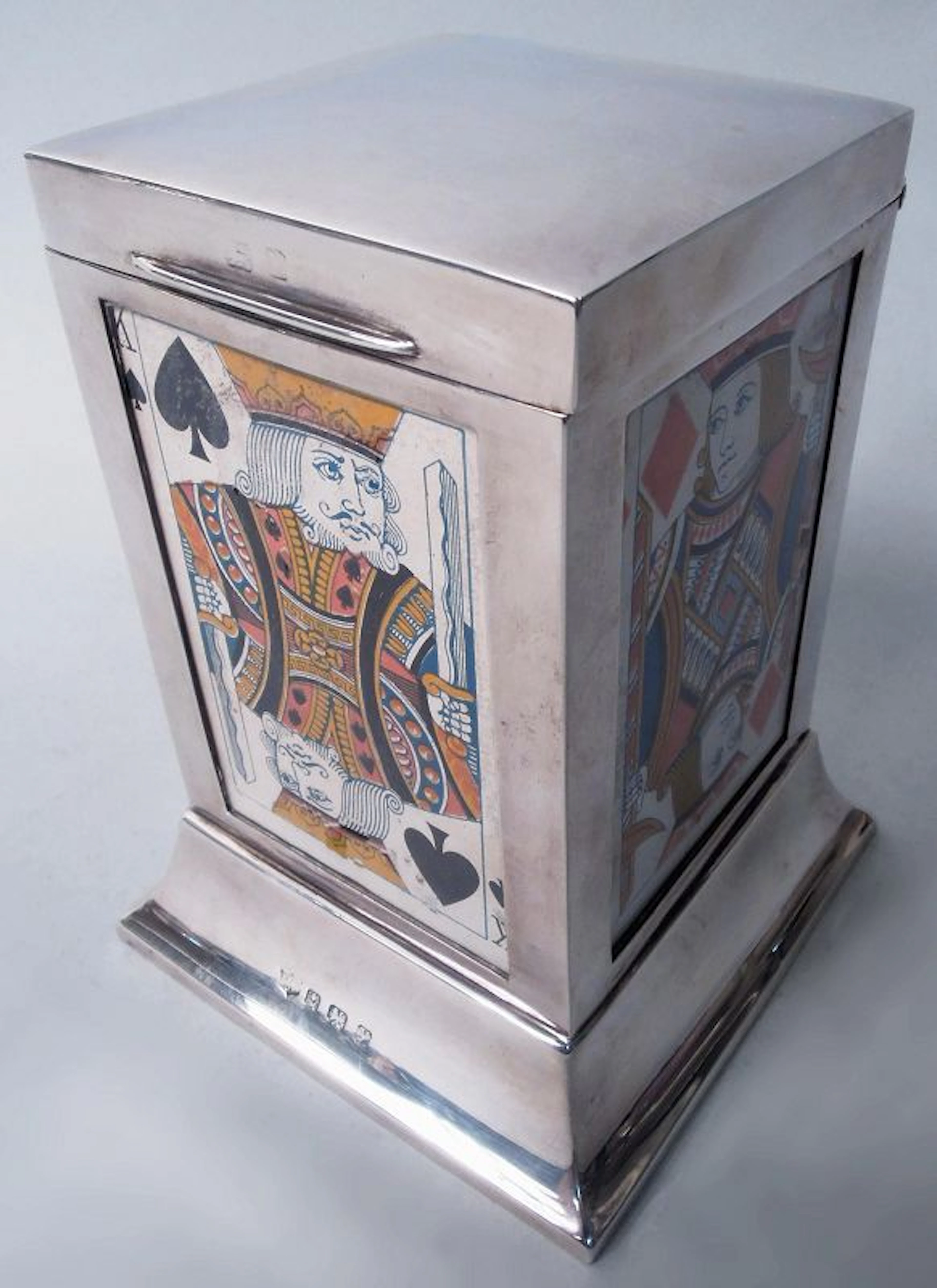 Antique English Sterling Silver Pillar Playing Card Box 1923