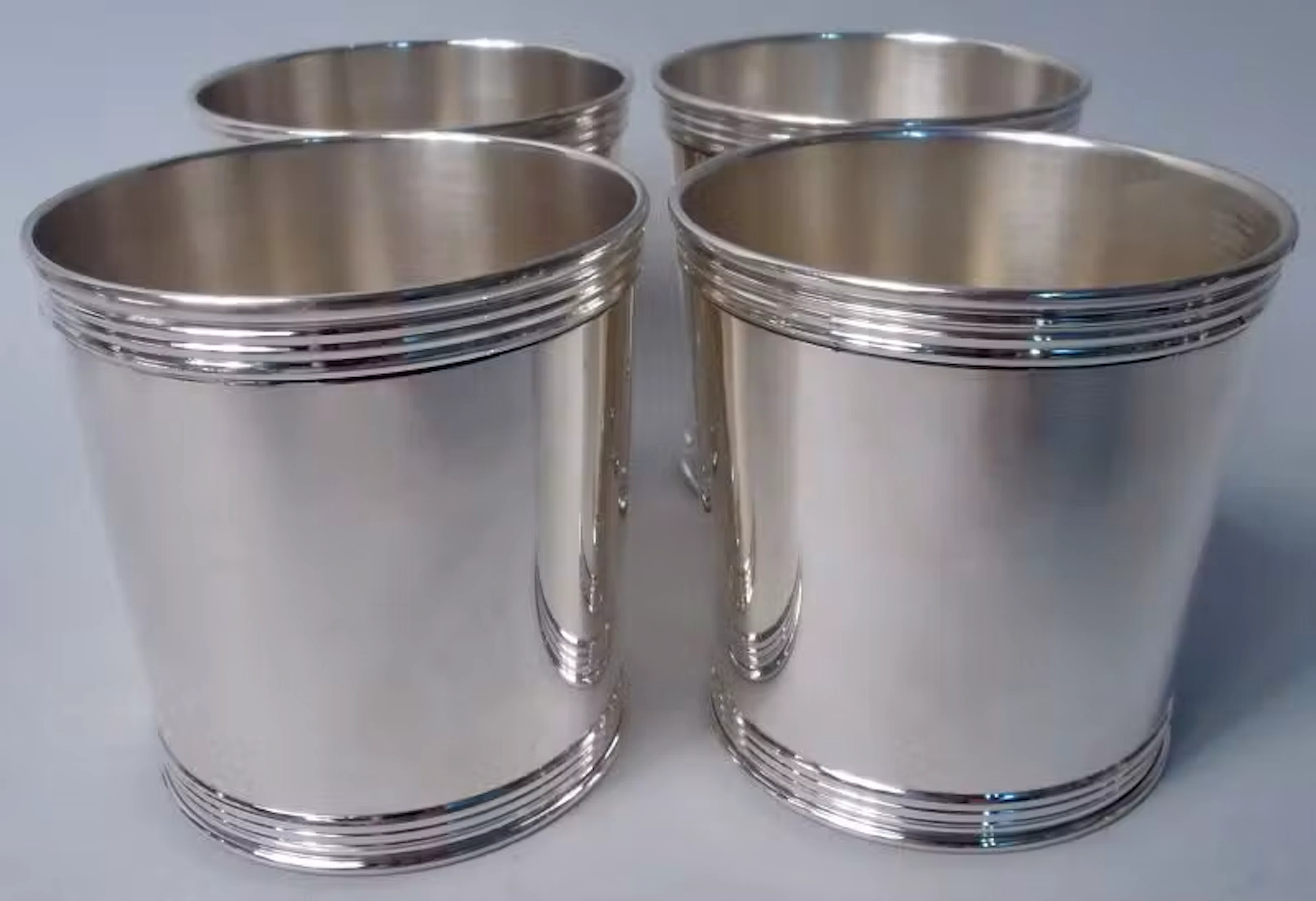 Set of 4 American Sterling Silver Small 3-Inch Mint Julep Cups