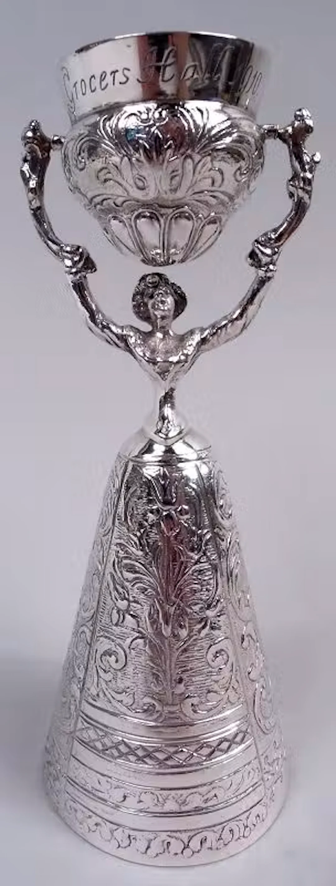 English Edwardian Sterling Silver Wedding Cup with Teutonic Jungfrau