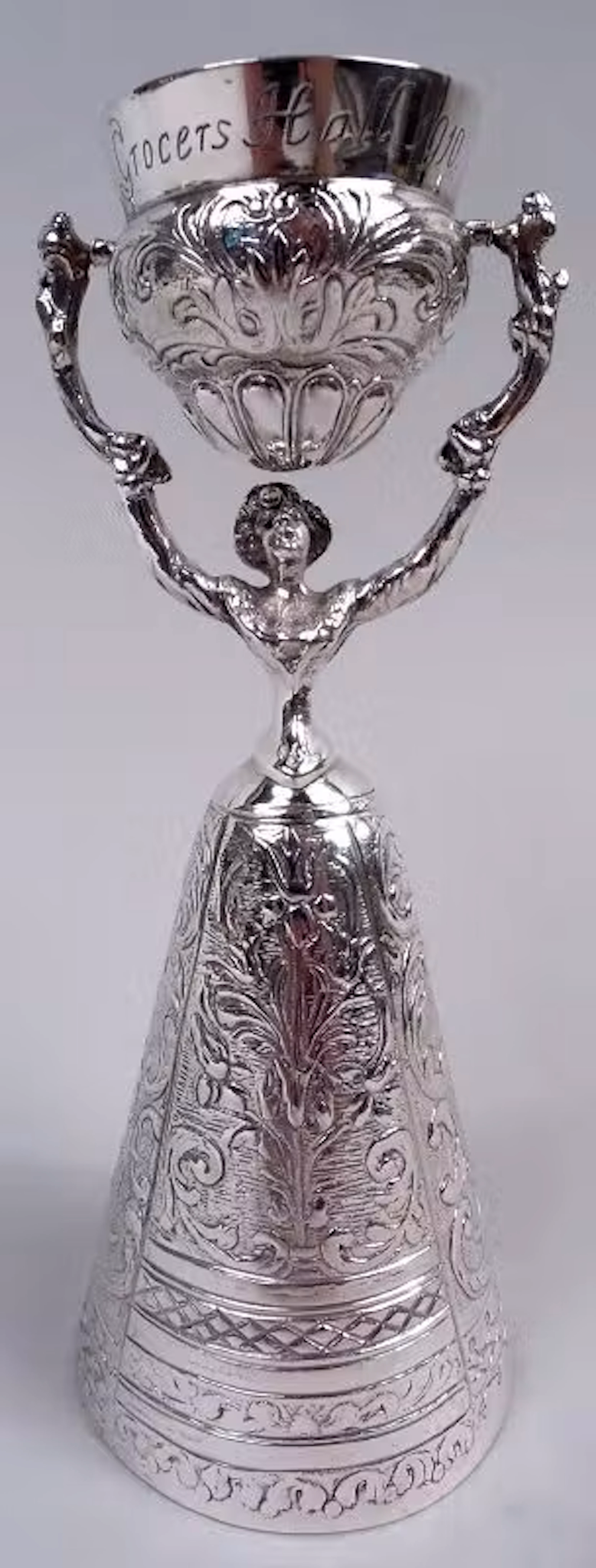 English Edwardian Sterling Silver Wedding Cup with Teutonic Jungfrau