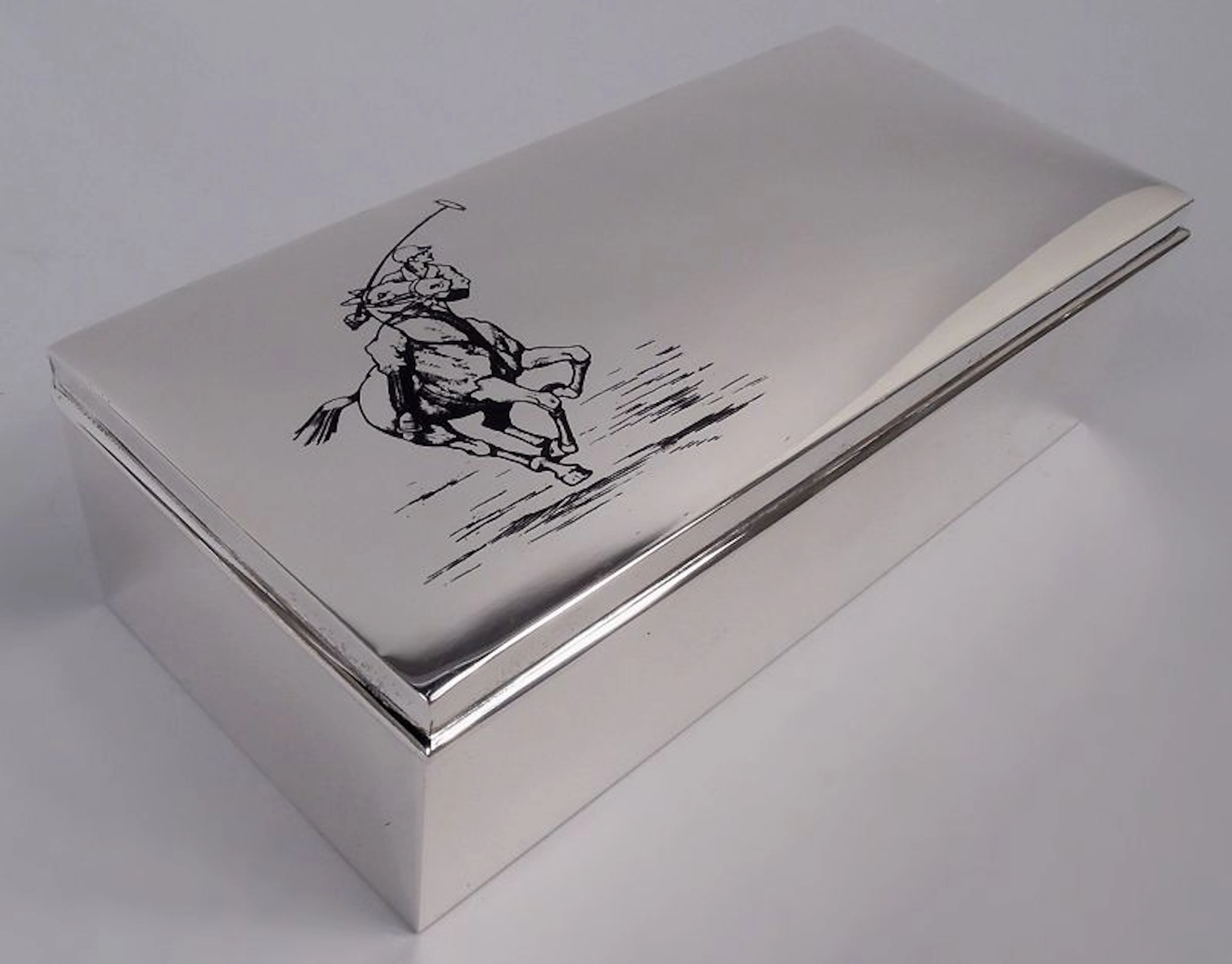 American Modern Sterling Silver & Enamel Polo Horse Box