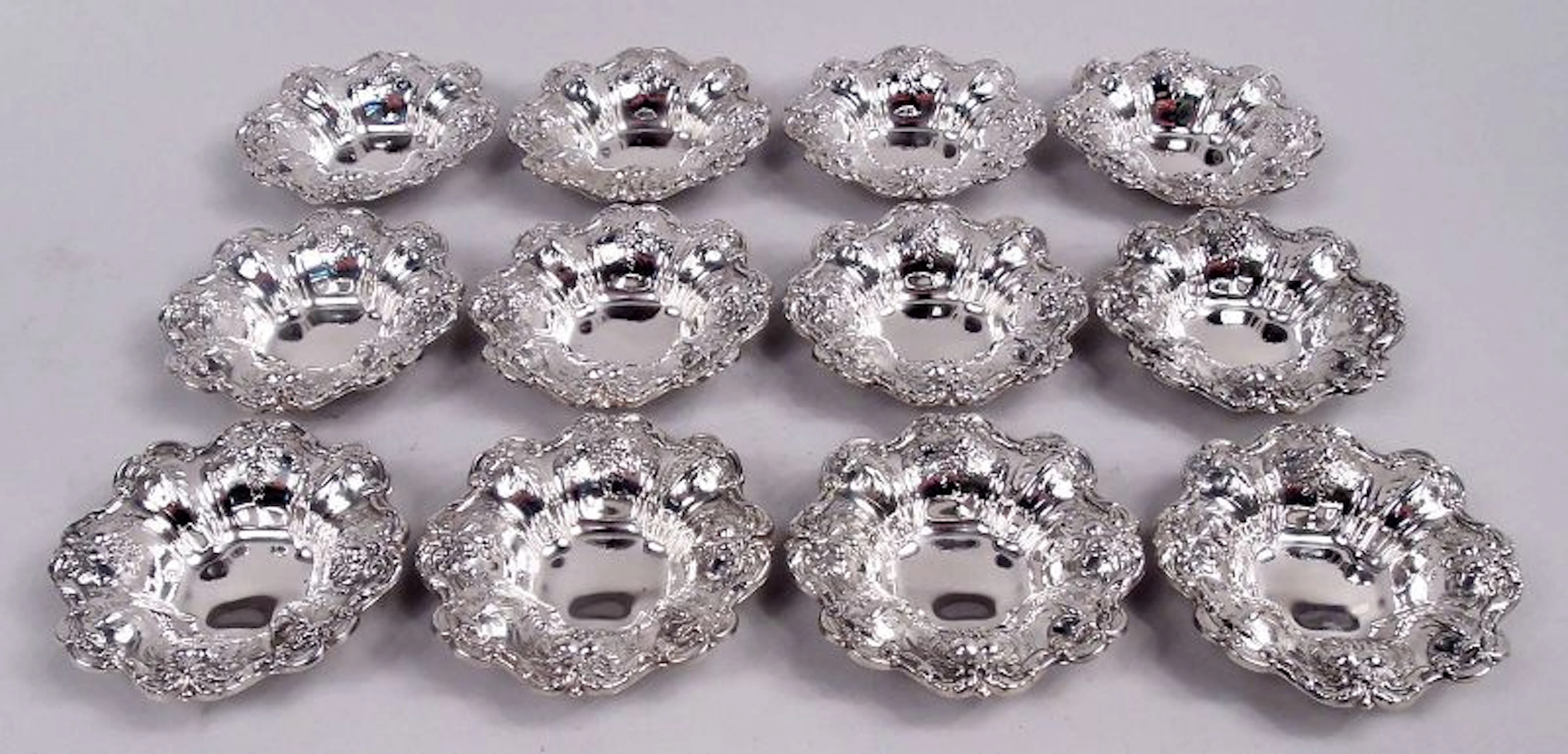Set of 12 Reed & Barton Francis I Sterling Silver Nut Dishes
