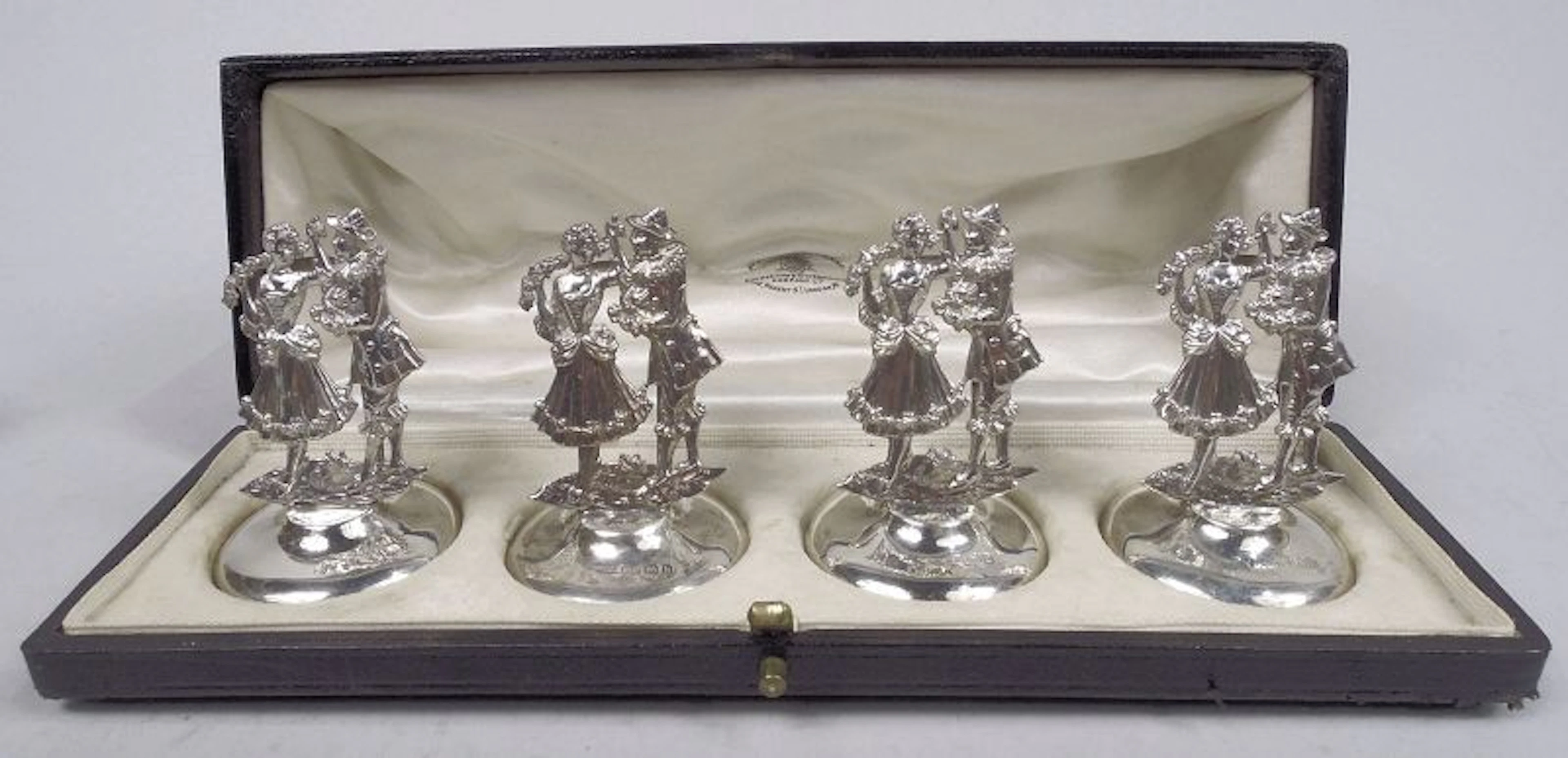 English Edwardian Rococo Commedia dell’Arte Place Card Holders 1907