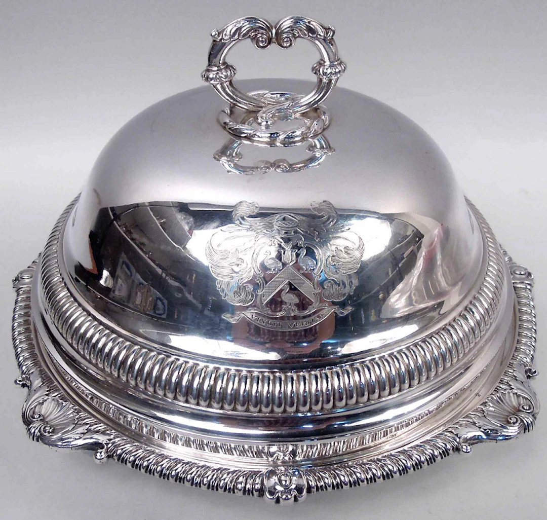 English Regency Classical Sterling Silver Covered Serving Dish 1812