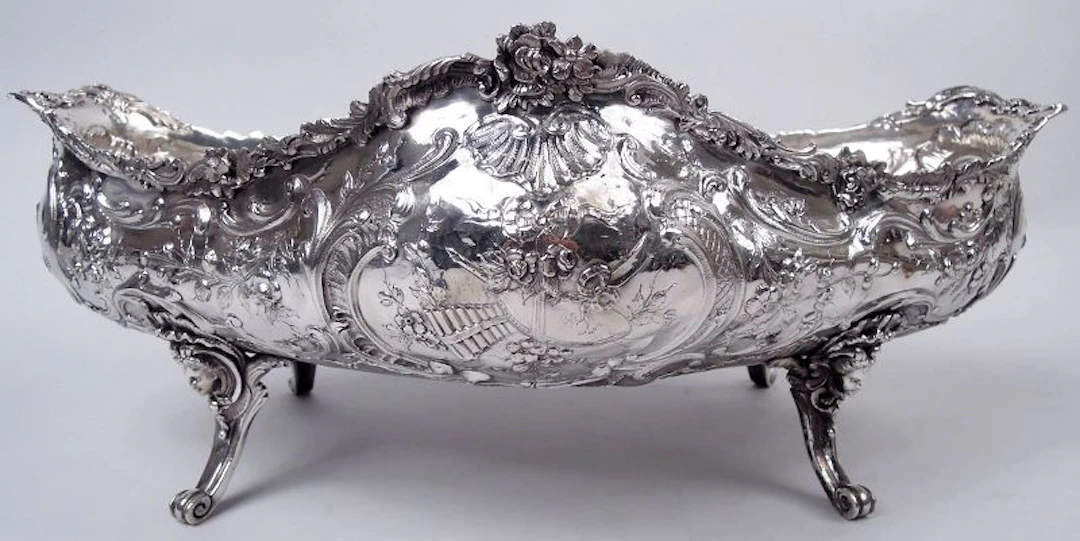 Antique French Belle Epoque Rococo Silver Jardiniere Centerpiece