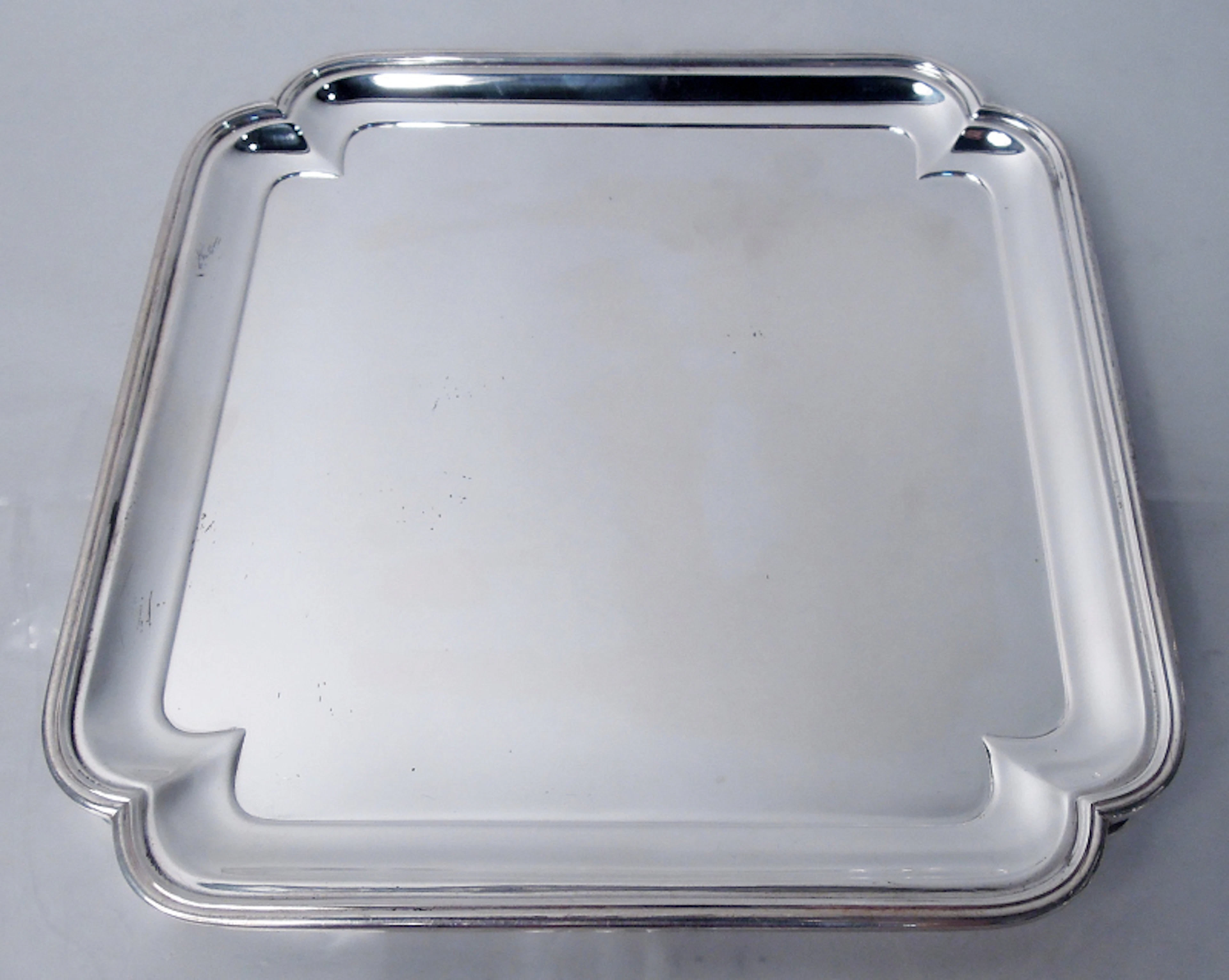Traditional English Georgian Sterling Silver Square 8-Inch Salver 1976